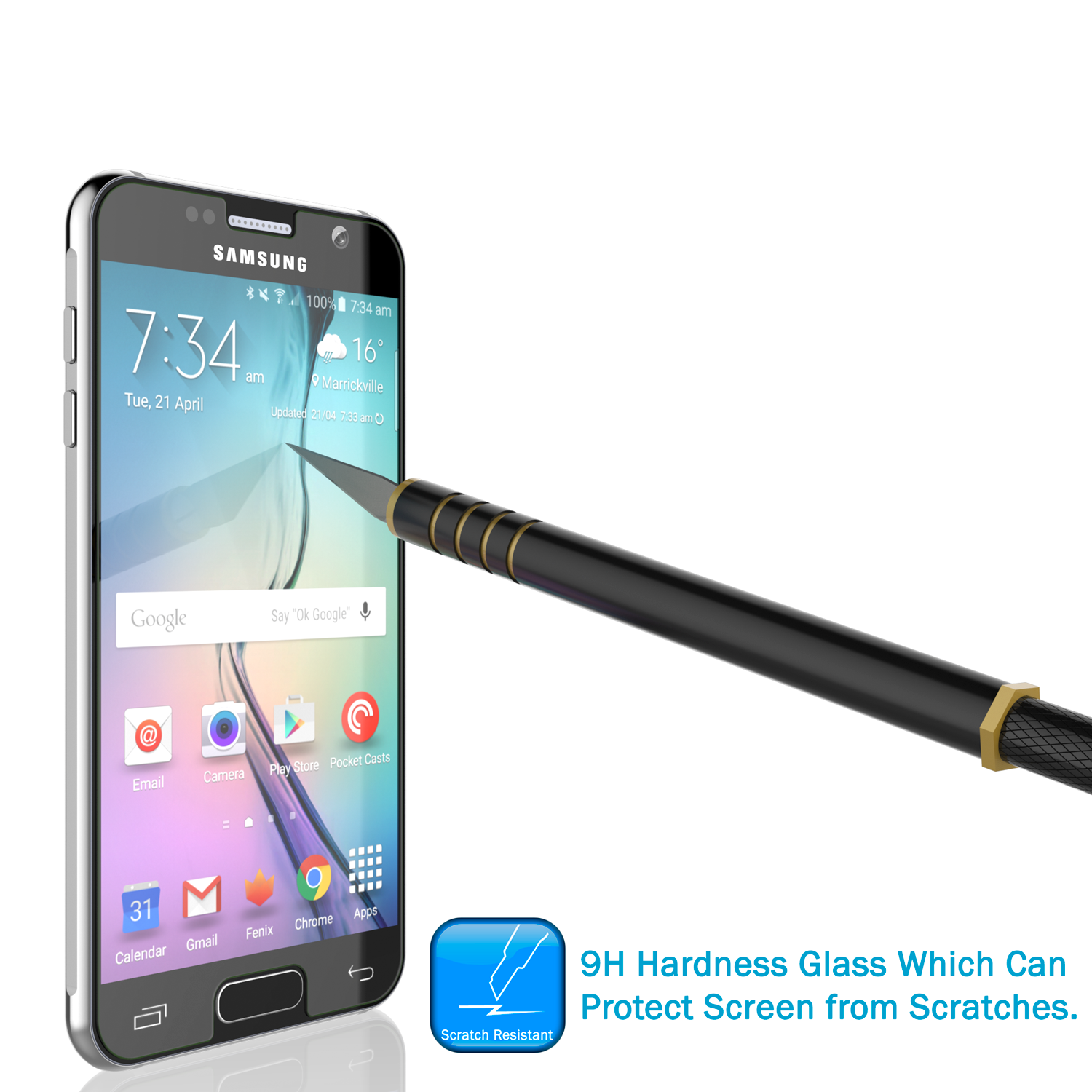 Protetor de tela de vidro temperado Galaxy S7 Punkcase Glass SHIELD de 0,33 mm de espessura e dureza 9H