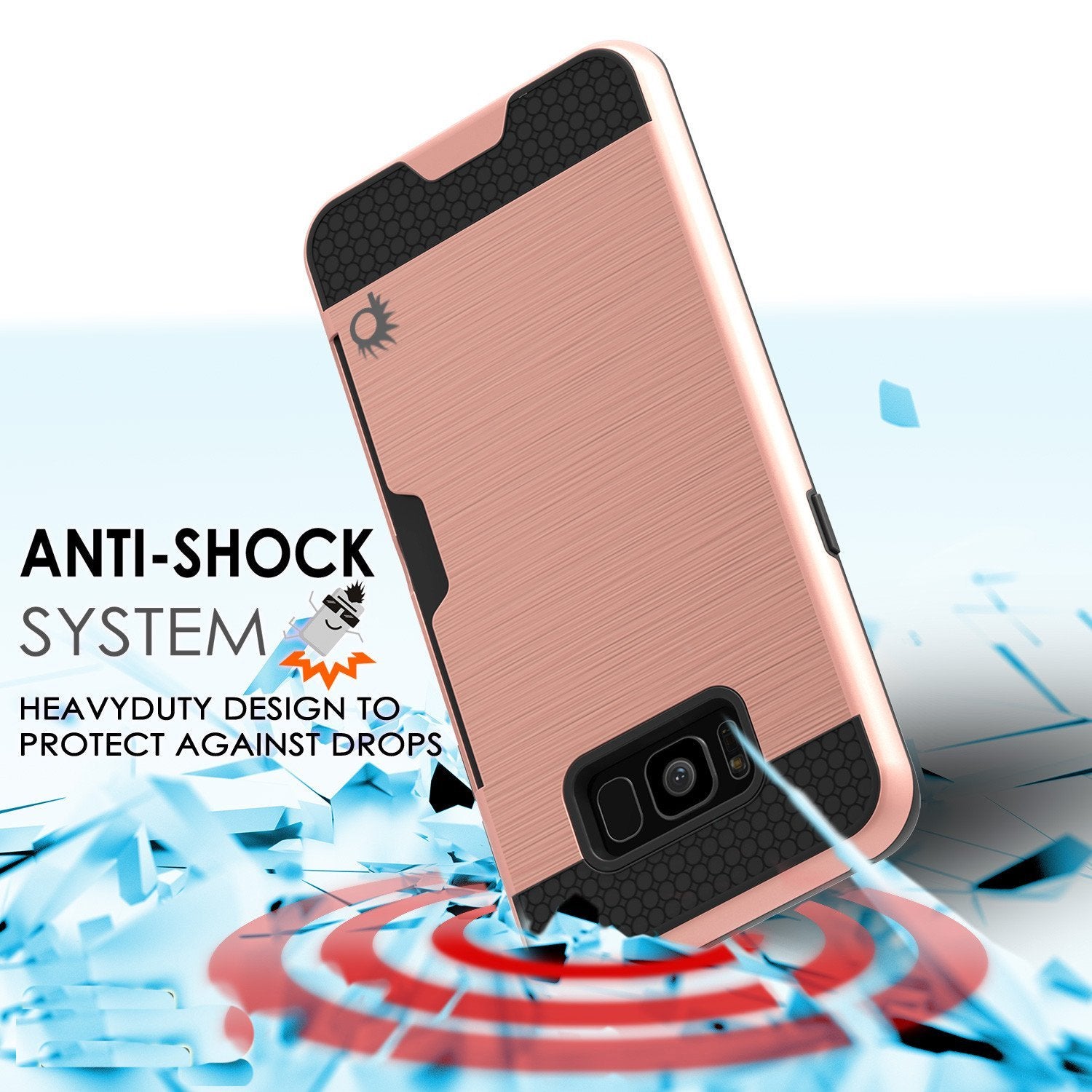 Galaxy S8 Plus Case, PUNKcase [SLOT Series] [Slim Fit] Dual-Layer Armor Cover w/Integrated Anti-Shock System, Credit Card Slot [Rose Gold] (Color in image: Gold)