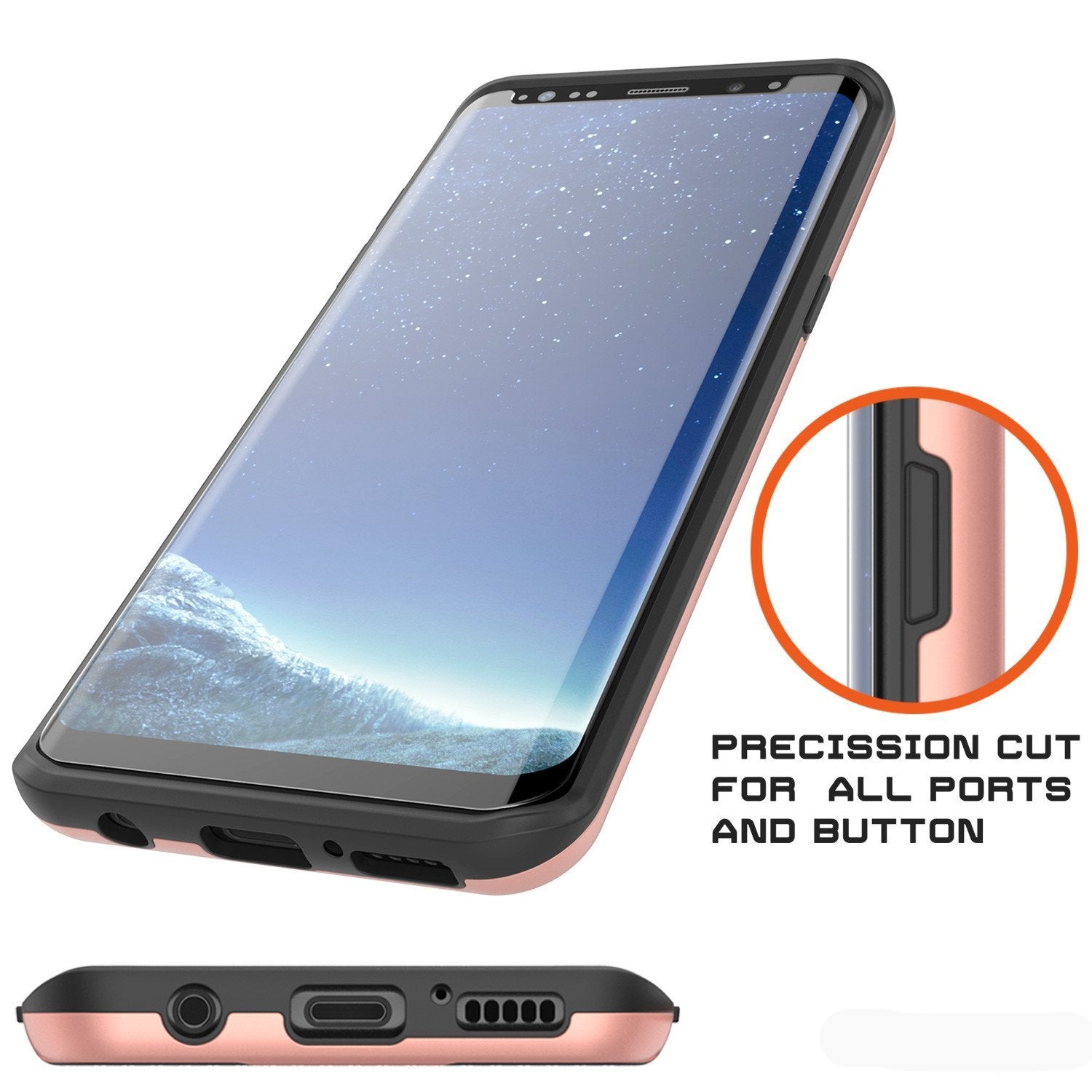 Galaxy S8 Plus Case, PUNKcase [SLOT Series] [Slim Fit] Dual-Layer Armor Cover w/Integrated Anti-Shock System, Credit Card Slot [Rose Gold] (Color in image: Grey)