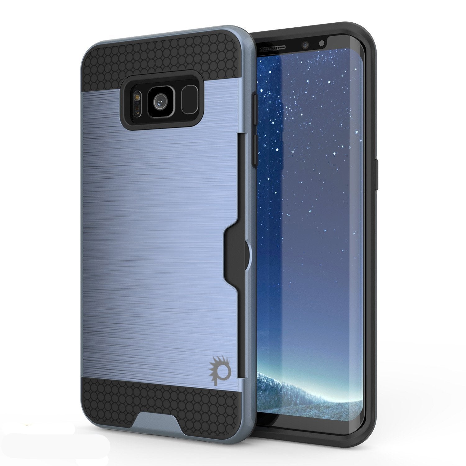 Capa Galaxy S8 Plus, PUNKcase [Série SLOT] [Ajuste Fino] Capa de Armadura de Duas Camadas com Sistema Anti-choque Integrado, Slot para Cartão de Crédito [Azul Marinho]