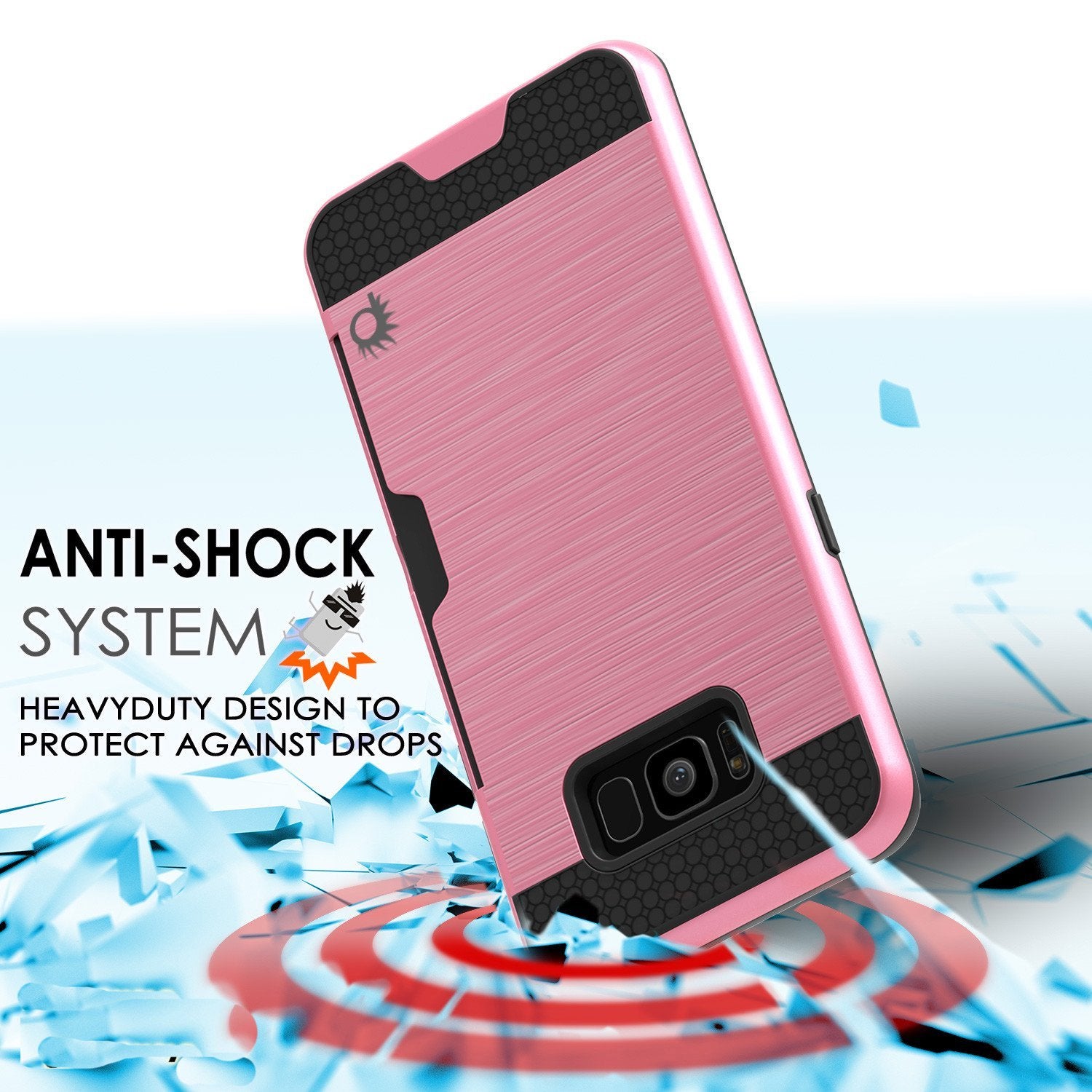 Galaxy S8 Plus Case, PUNKcase [SLOT Series] [Slim Fit] Dual-Layer Armor Cover w/Integrated Anti-Shock System, Credit Card Slot [Pink] (Color in image: Gold)