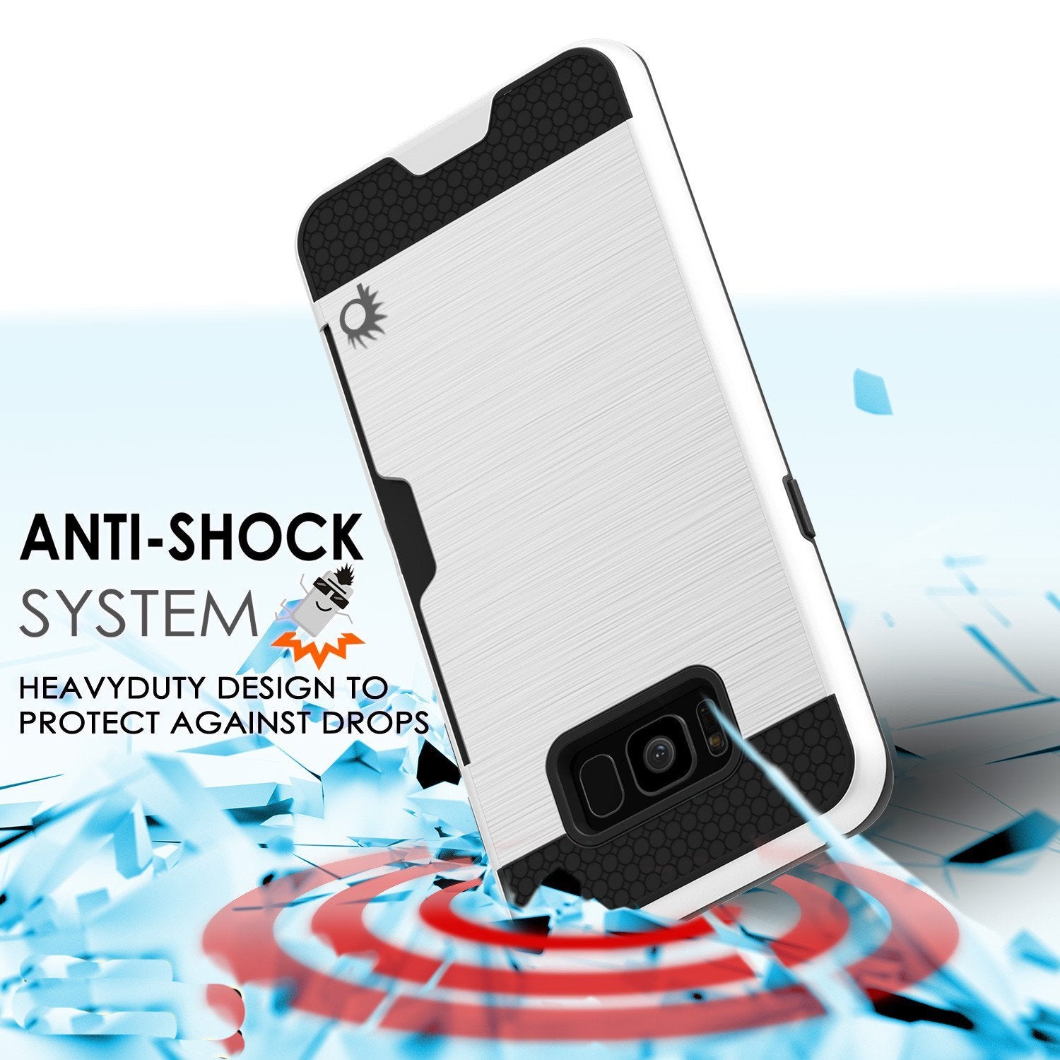 Galaxy S8 Plus Case, PUNKcase [SLOT Series] [Slim Fit] Dual-Layer Armor Cover w/Integrated Anti-Shock System, Credit Card Slot [White] (Color in image: Gold)