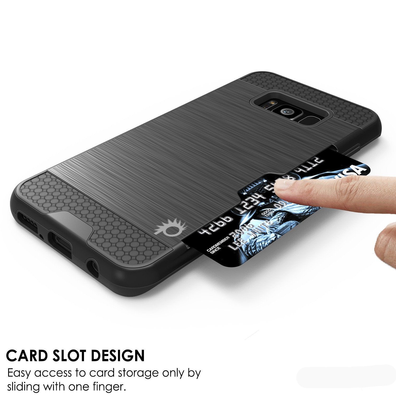 Galaxy S8 Plus Case, PUNKcase [SLOT Series] [Slim Fit] Dual-Layer Armor Cover w/Integrated Anti-Shock System, Credit Card Slot [Black] (Color in image: White)