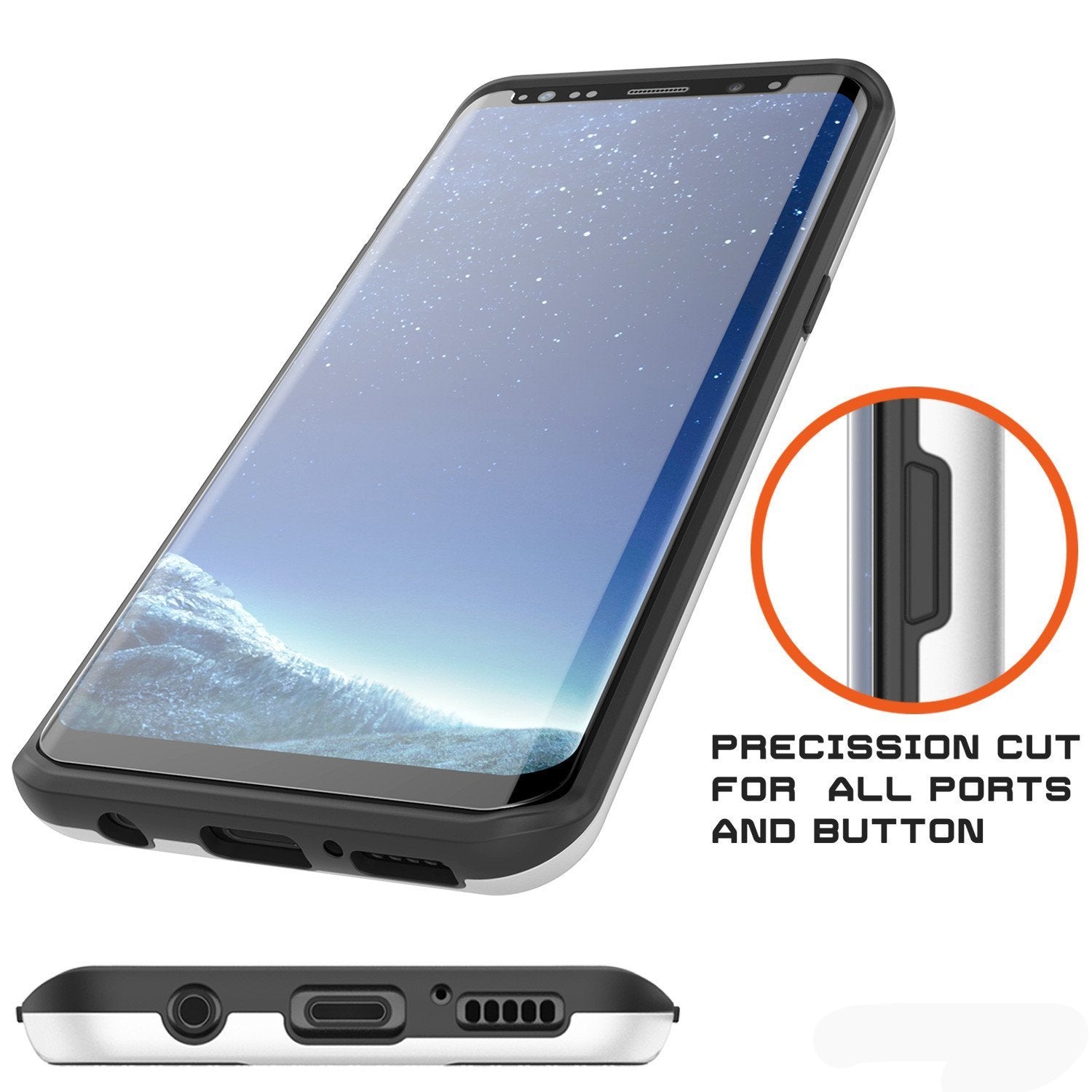 Galaxy S8 Plus Case, PUNKcase [SLOT Series] [Slim Fit] Dual-Layer Armor Cover w/Integrated Anti-Shock System, Credit Card Slot [White] (Color in image: Grey)