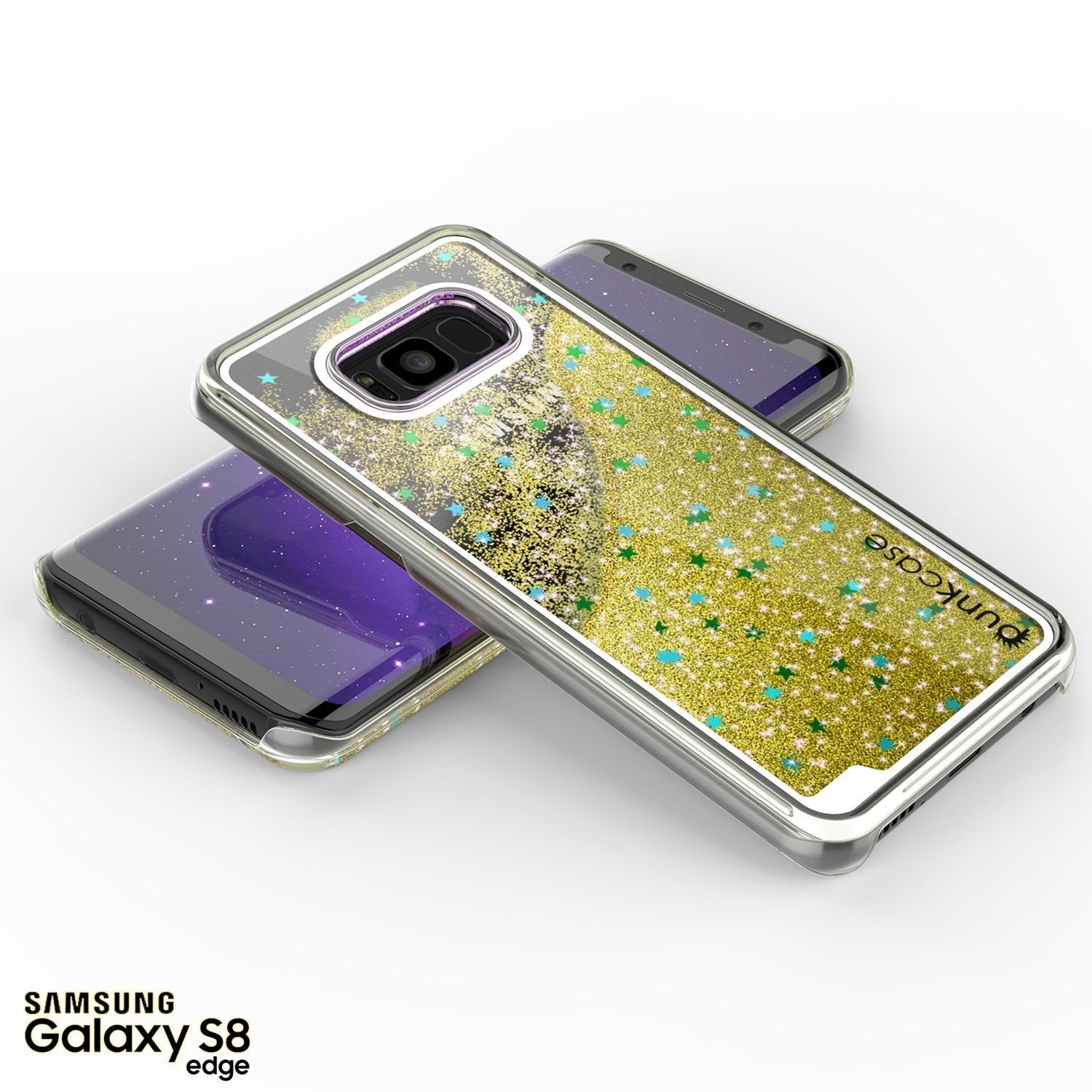 Capa Galaxy S8, Punkcase [Série Líquida] Cobertura protetora de camada dupla flutuante com brilho + Protetor de tela PunkShield para Samsung S8 [Ouro]
