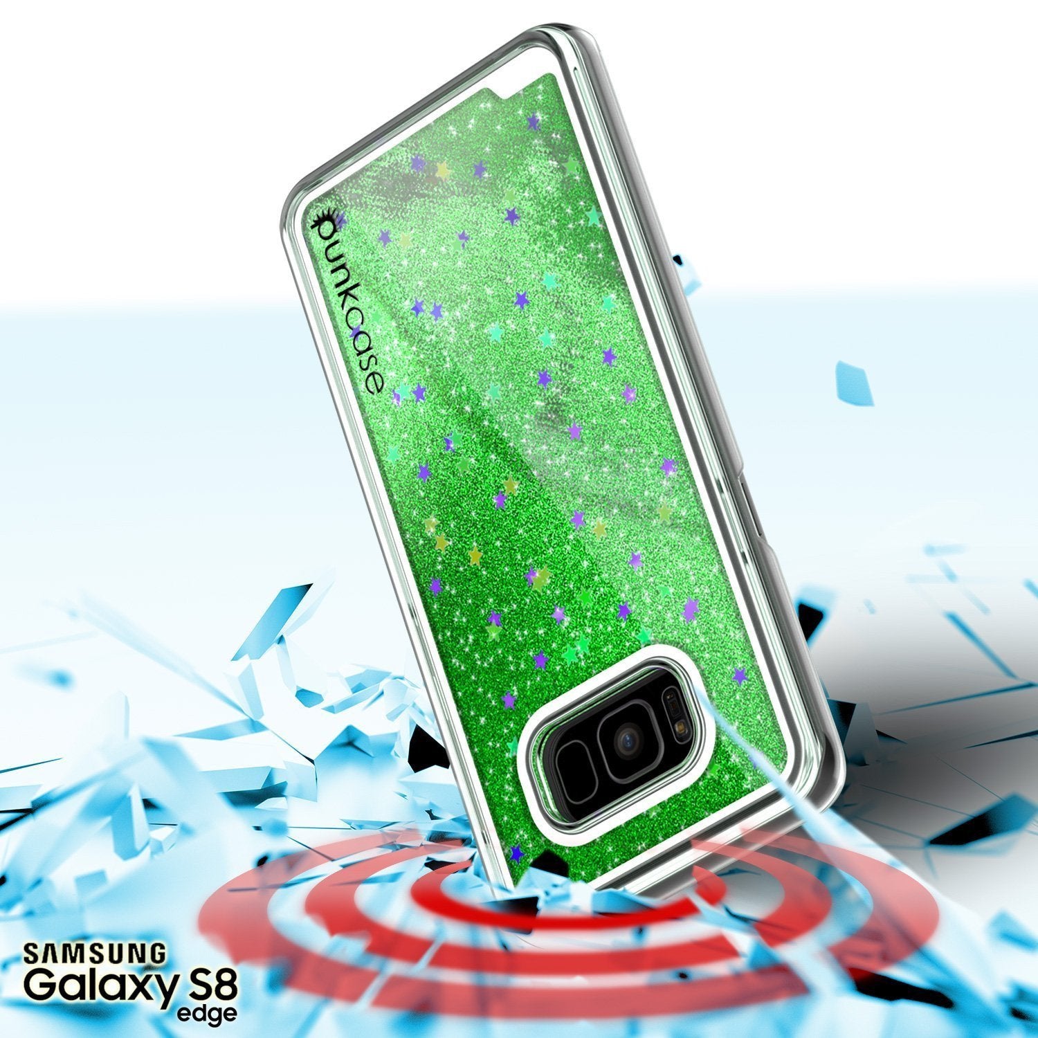 Capa Galaxy S8, Punkcase [Série Líquida] Cobertura de Brilho Flutuante de Camada Dupla + Protetor de Tela PunkShield para Samsung S8 [Verde]