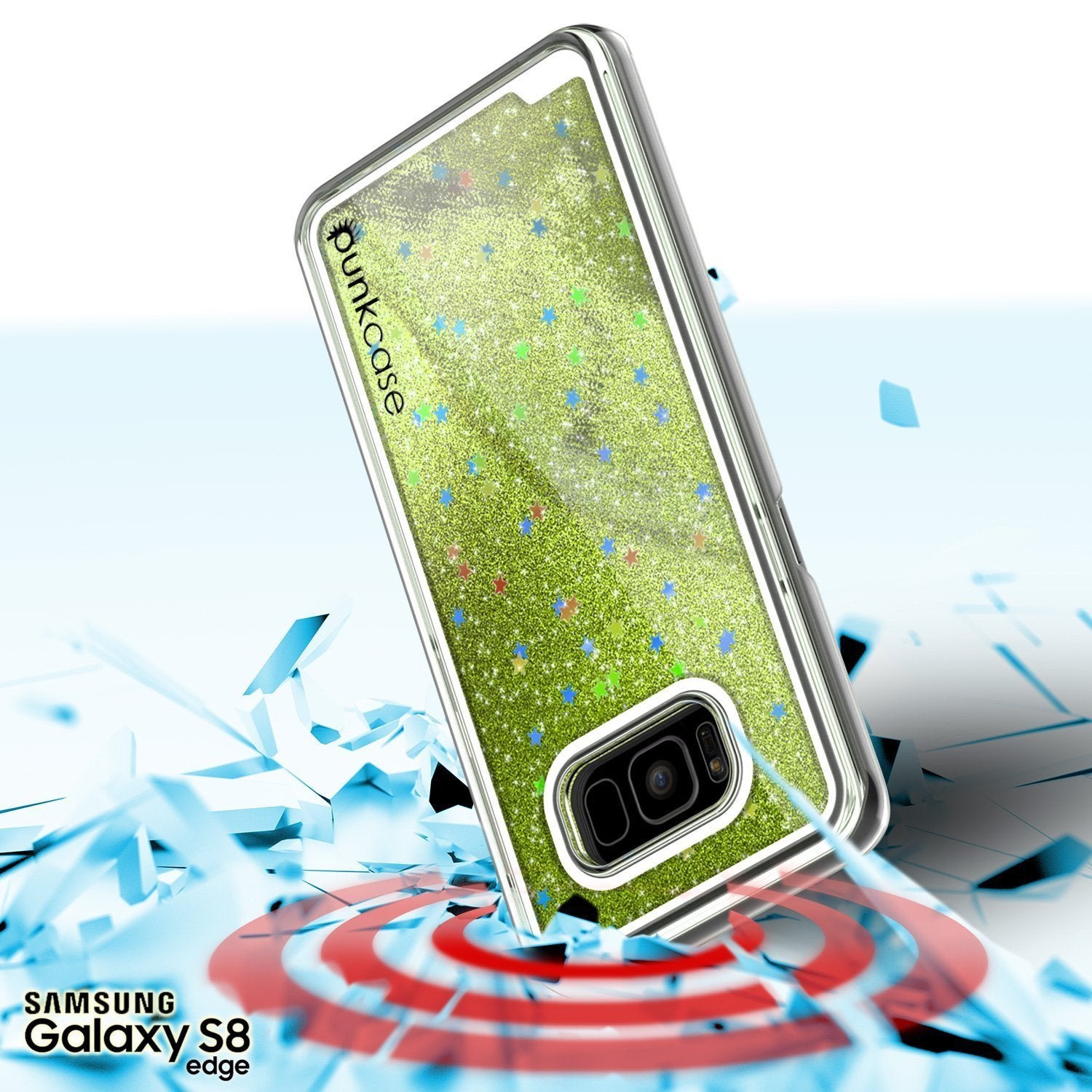 Capa Galaxy S8, Punkcase [Série Líquida] Capa Protetora de Camada Dupla com Glitter Flutuante + Protetor de Tela PunkShield [Verde Claro]