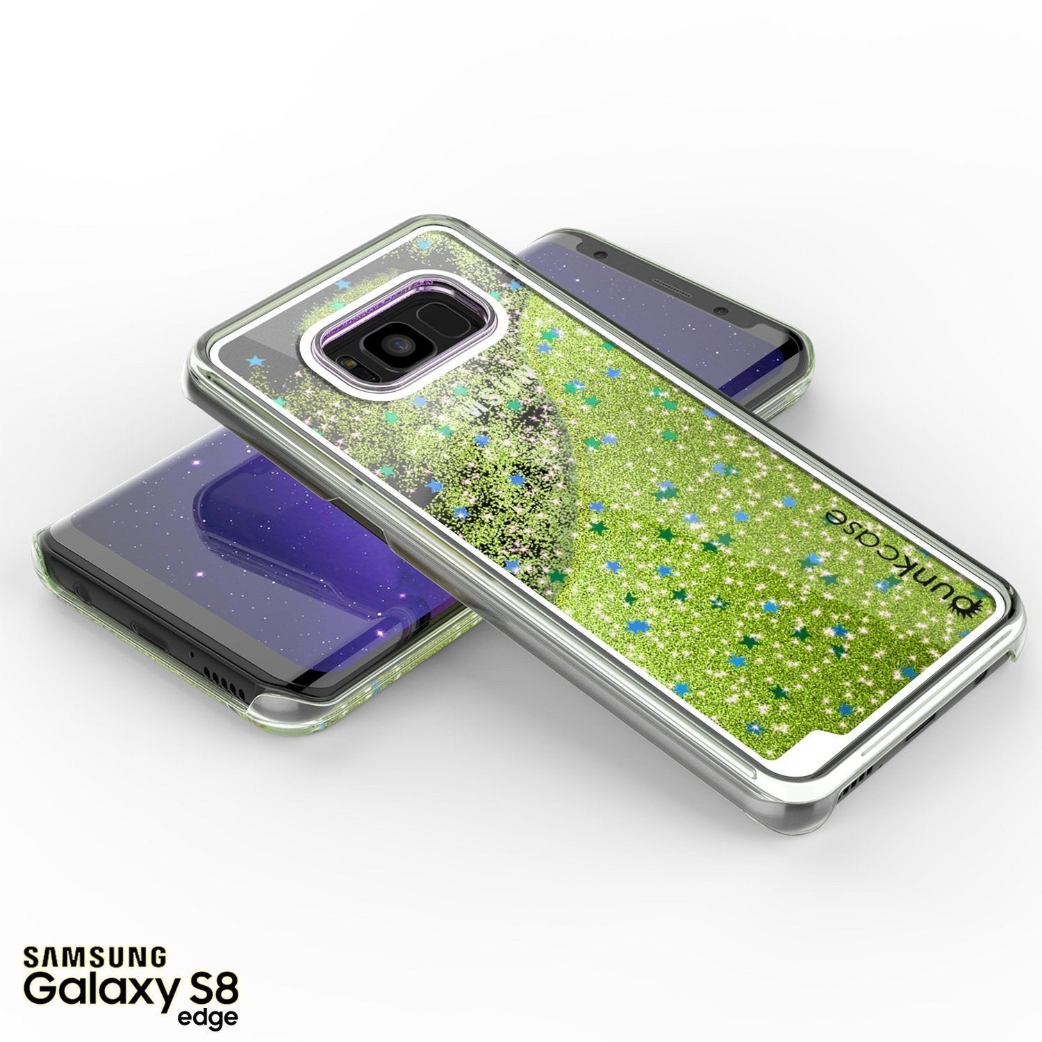 Capa Galaxy S8, Punkcase [Série Líquida] Capa Protetora de Camada Dupla com Glitter Flutuante + Protetor de Tela PunkShield [Verde Claro]