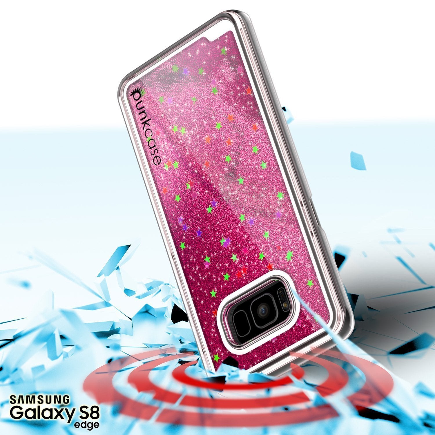 Capa Galaxy S8, Punkcase [Série Líquida] Capa Protetora de Camada Dupla com Glitter Flutuante + Protetor de Tela PunkShield para Samsung S8 [Rosa]