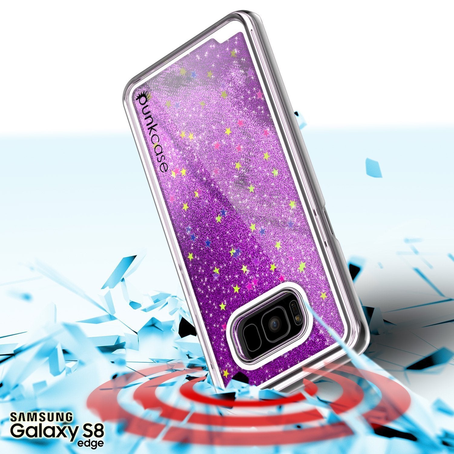 Capa Galaxy S8, Punkcase [Série Líquida] Capa Protetora de Glitter Flutuante de Camada Dupla + Protetor de Tela PunkShield para Samsung S8 [Roxo]