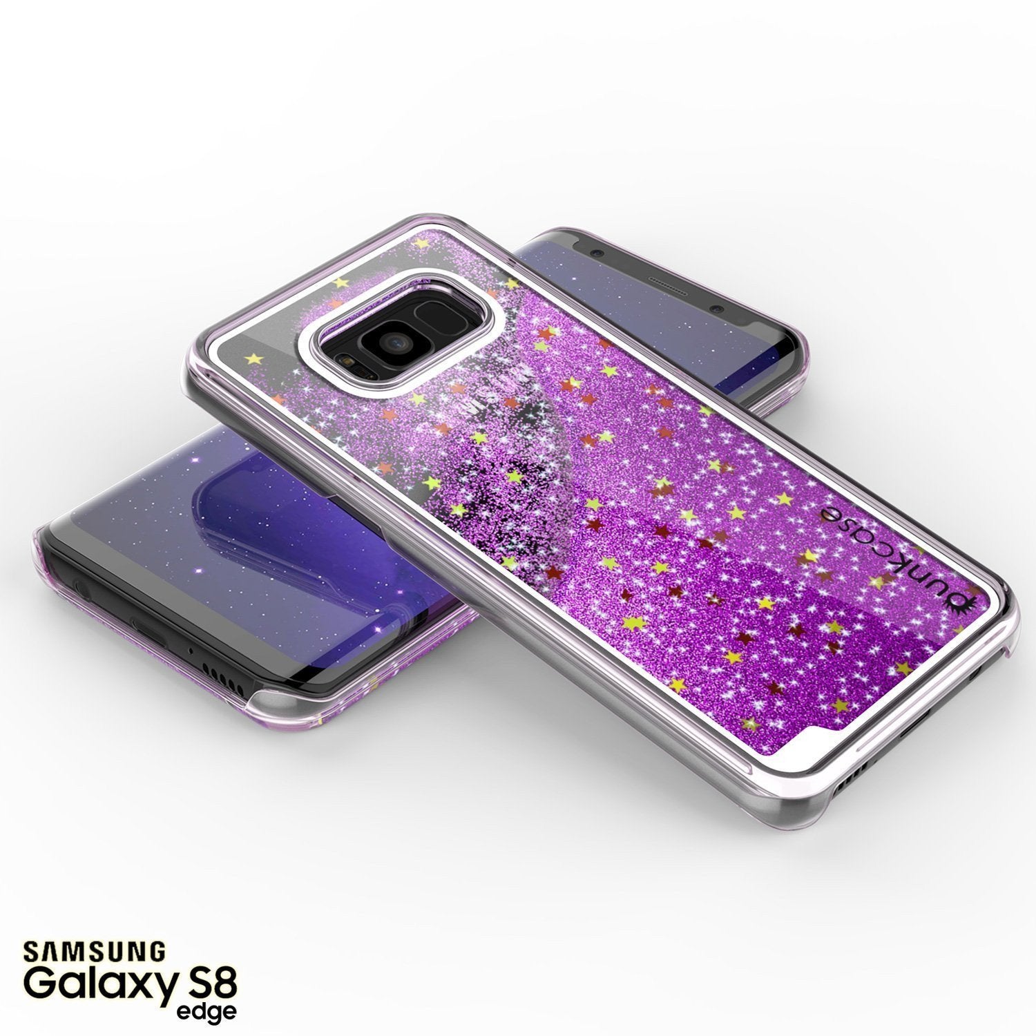 Capa Galaxy S8, Punkcase [Série Líquida] Capa Protetora de Glitter Flutuante de Camada Dupla + Protetor de Tela PunkShield para Samsung S8 [Roxo]