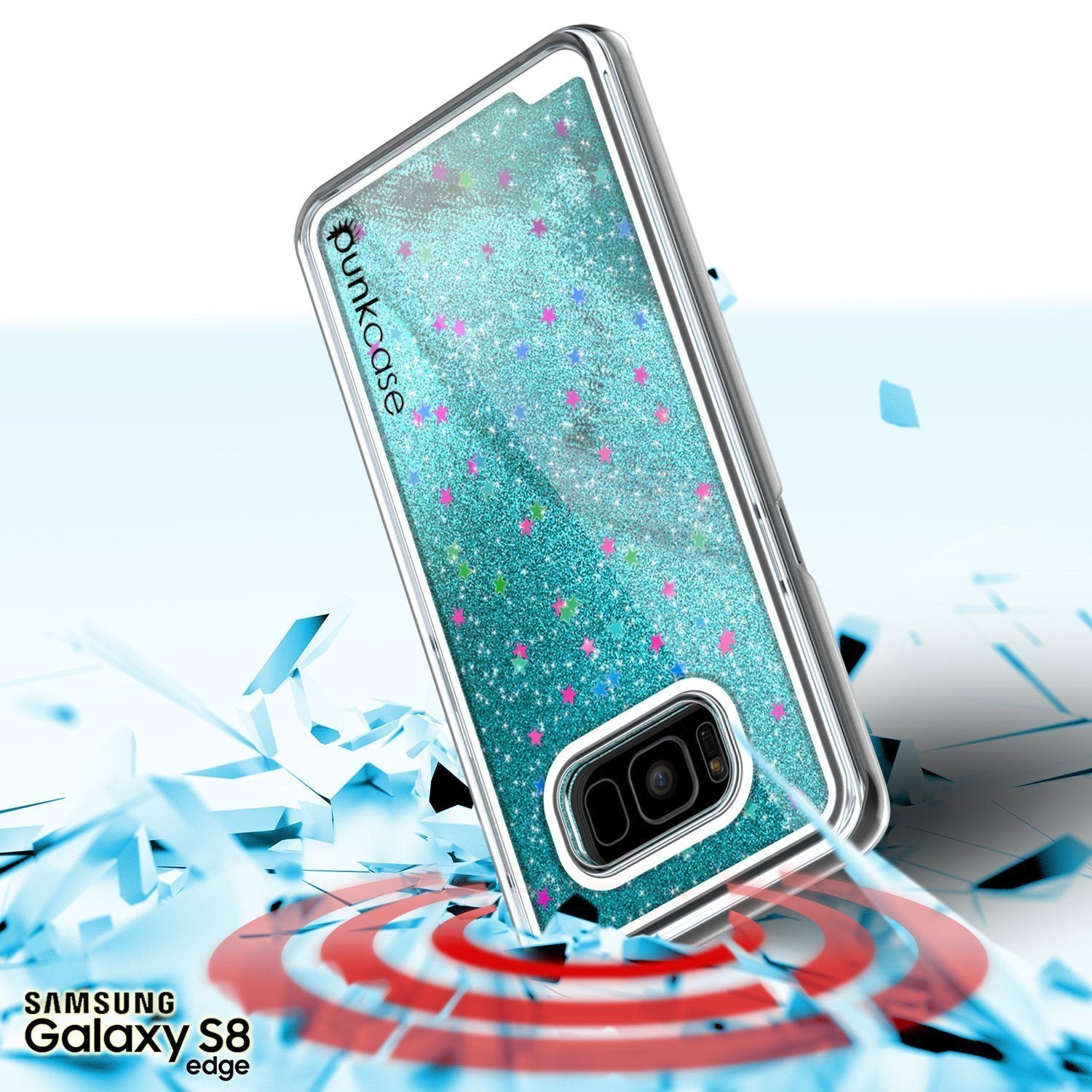 Capa Galaxy S8, Punkcase [Série Líquida] Protetora de Camada Dupla com Glitter Flutuante + Protetor de Tela PunkShield [Teal]