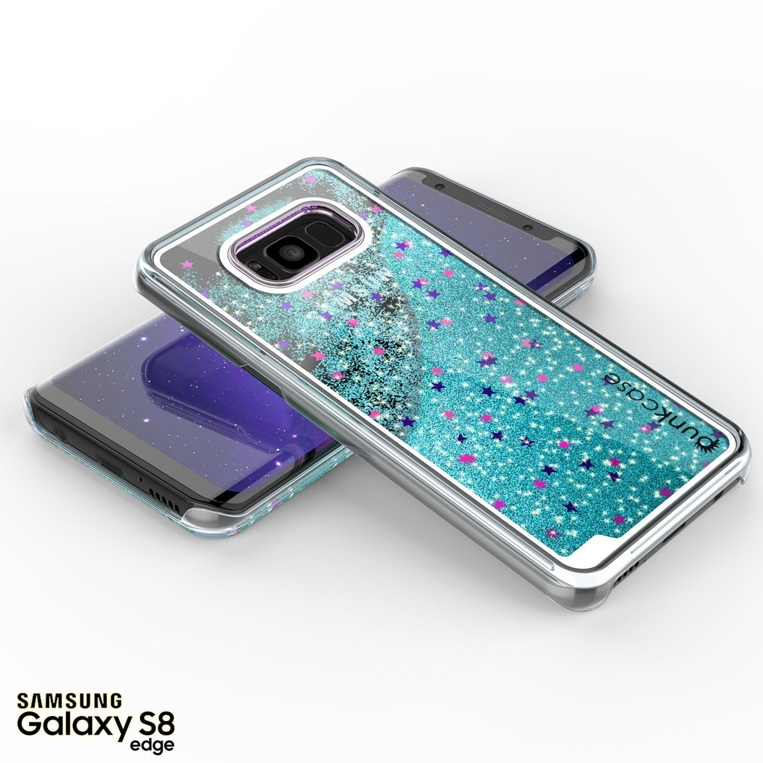 Capa Galaxy S8, Punkcase [Série Líquida] Protetora de Camada Dupla com Glitter Flutuante + Protetor de Tela PunkShield [Teal]