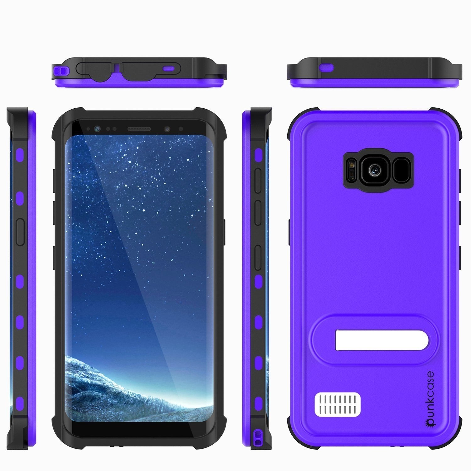 Capa à prova d'água Galaxy S8 Plus, série Punkcase KickStud Purple [Slim Fit] [IP68 Certificado] [À prova de choque] [À prova de neve] Capa de armadura.
