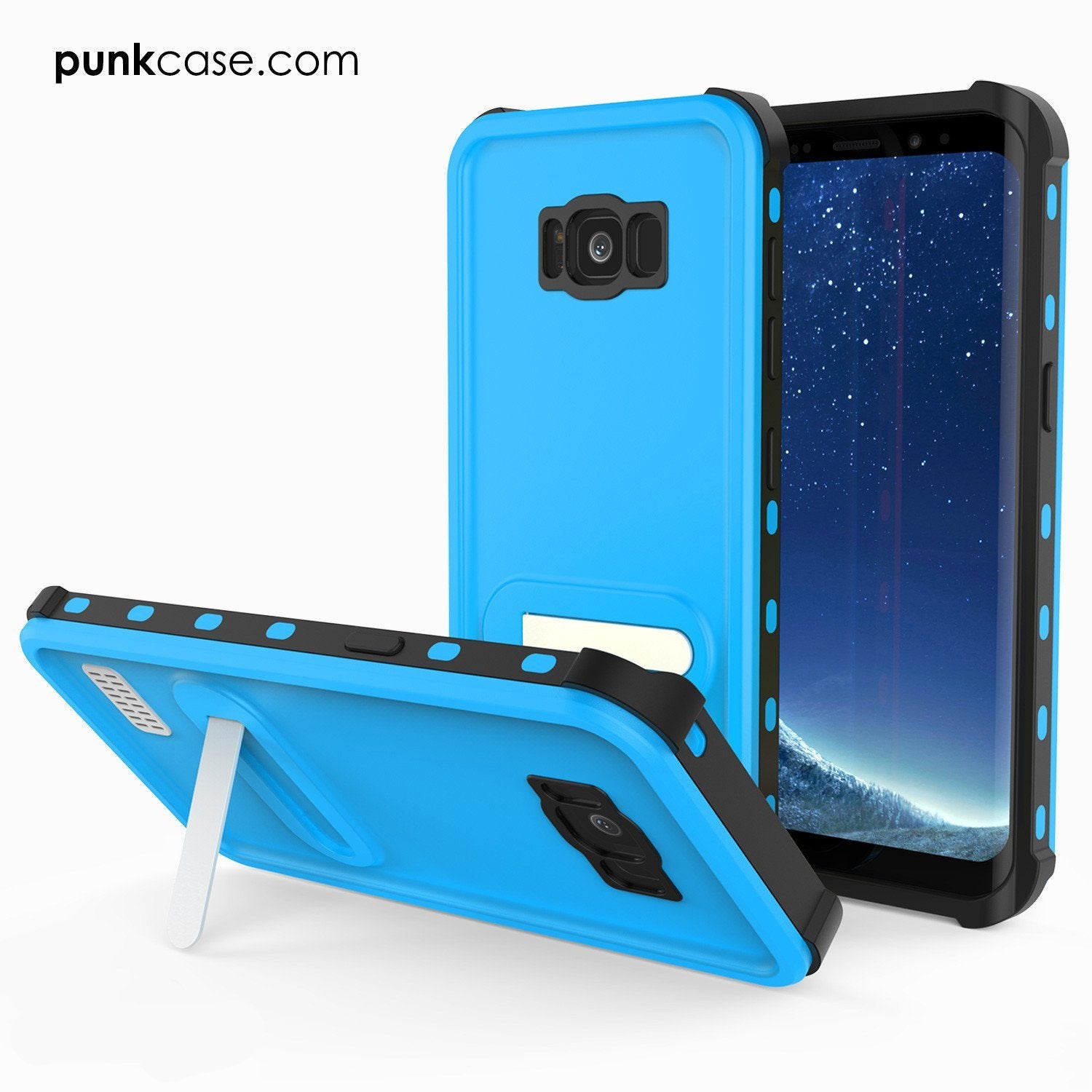 Galaxy S8 Plus Waterproof Case, Punkcase KickStud Light Blue Series [Slim Fit] [IP68 Certified] [Shockproof] [Snowproof] Armor Cover (Color in image: White)