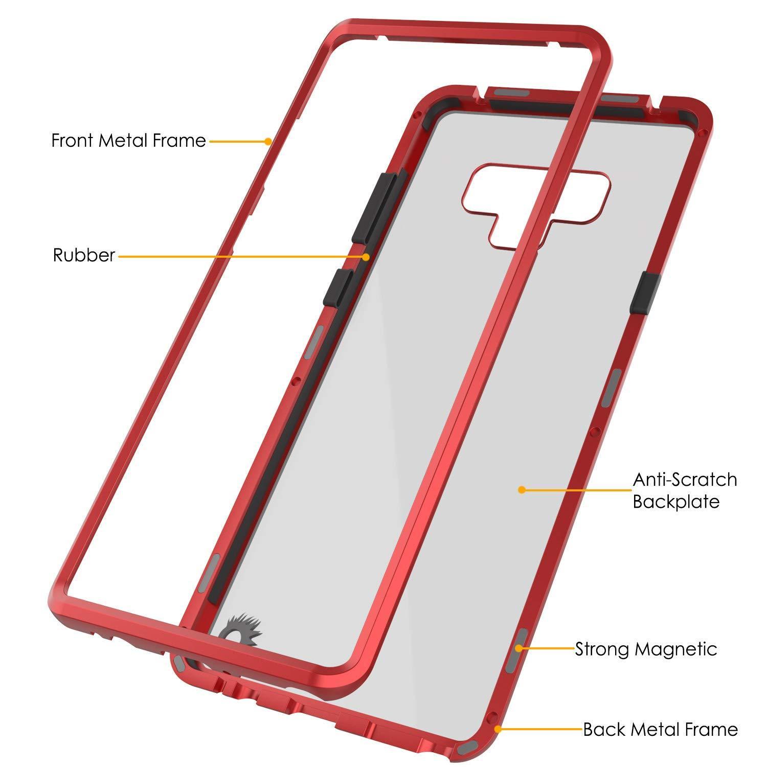 Capinha para Note 9, Punkcase Magnetix 2.0 de TPU protetora, com protetor de tela de vidro temperado [Vermelho]