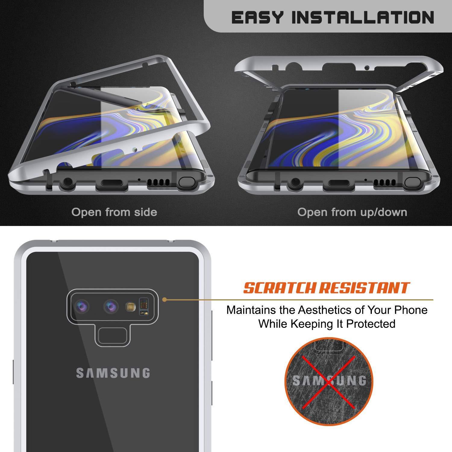 Capinha para Note 9, Punkcase Magnetix 2.0 de TPU protetora, com protetor de tela de vidro temperado [Prata]