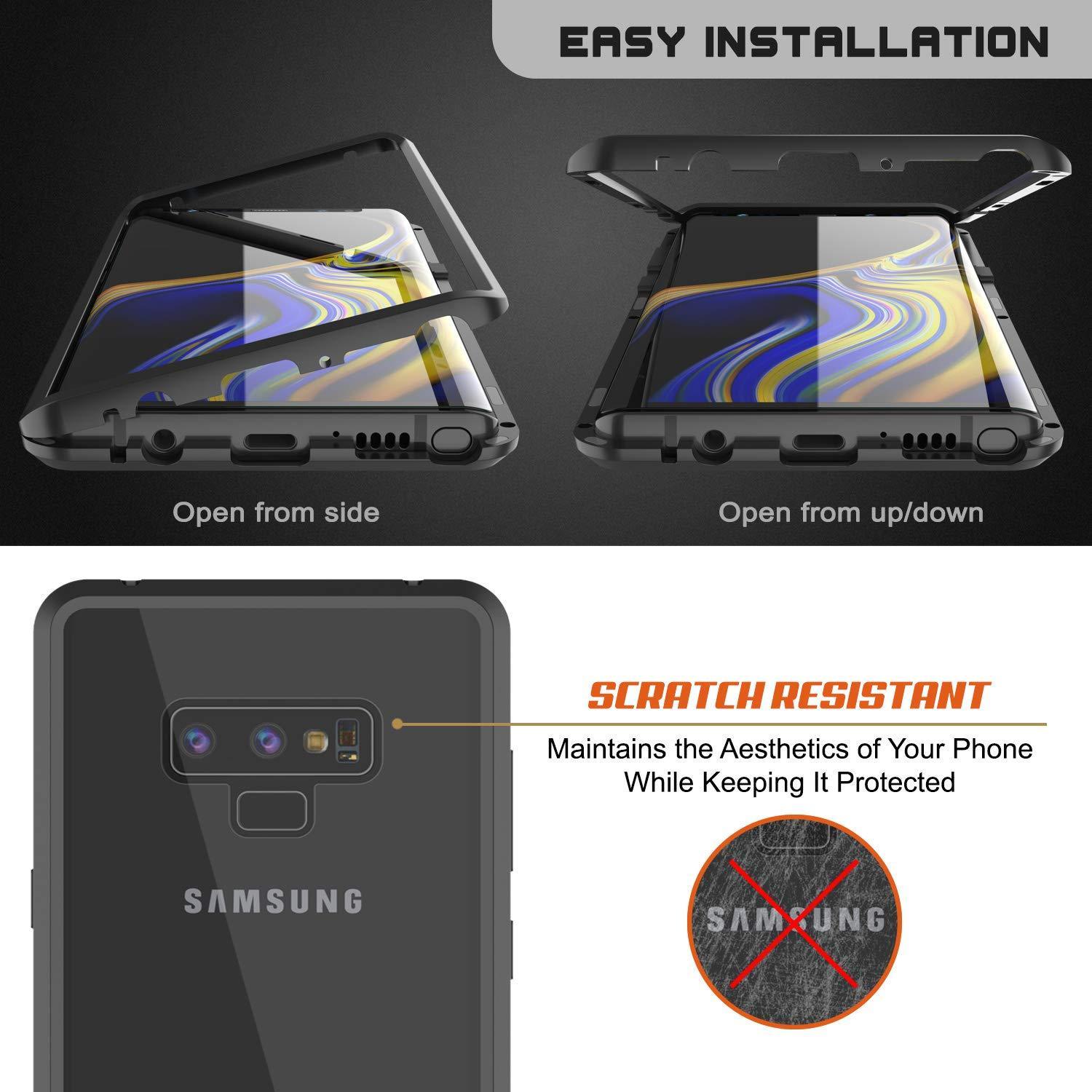 Capinha para Note 9, Punkcase Magnetix 2.0 de TPU protetora, com protetor de tela de vidro temperado [Preto]