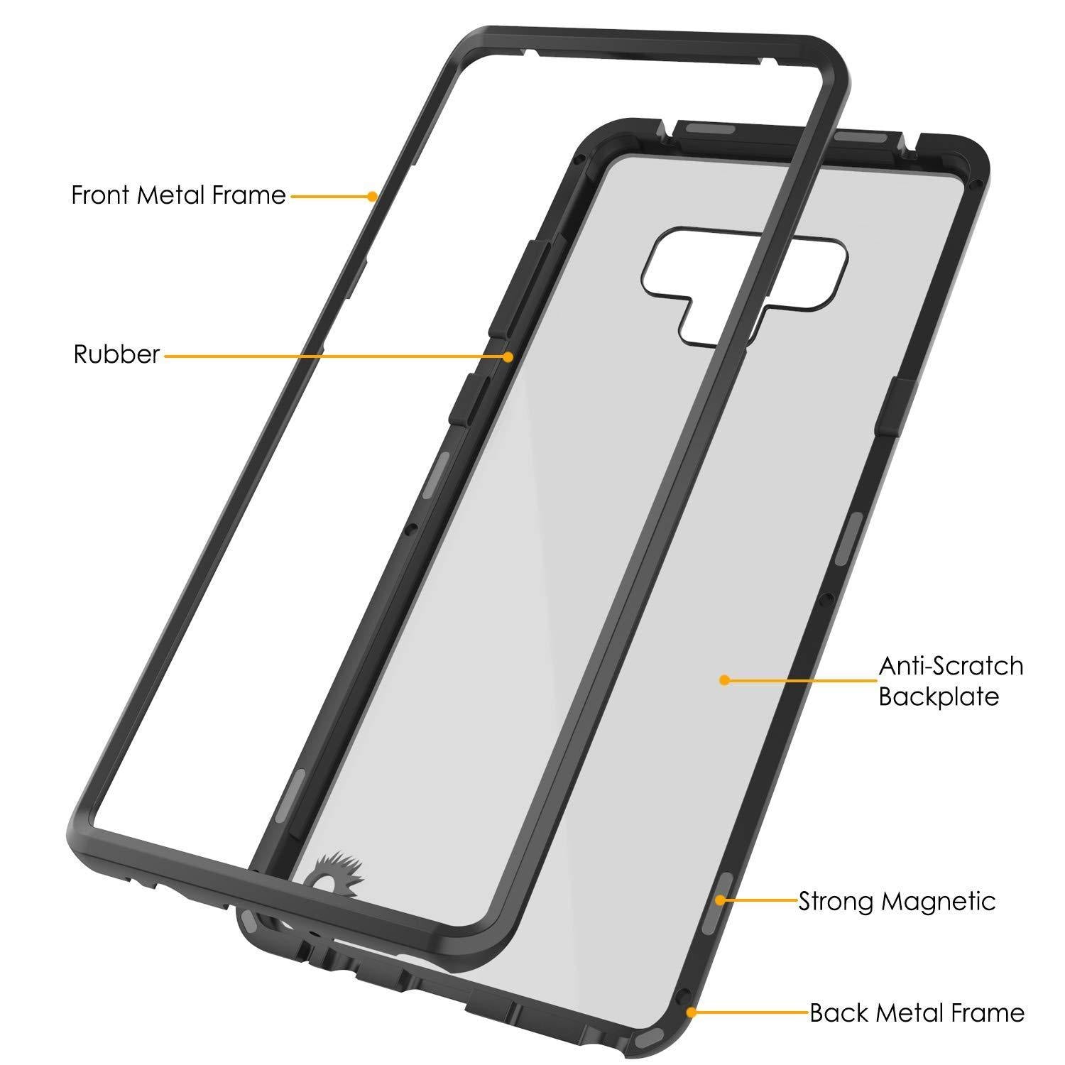 Capinha para Note 9, Punkcase Magnetix 2.0 de TPU protetora, com protetor de tela de vidro temperado [Preto]
