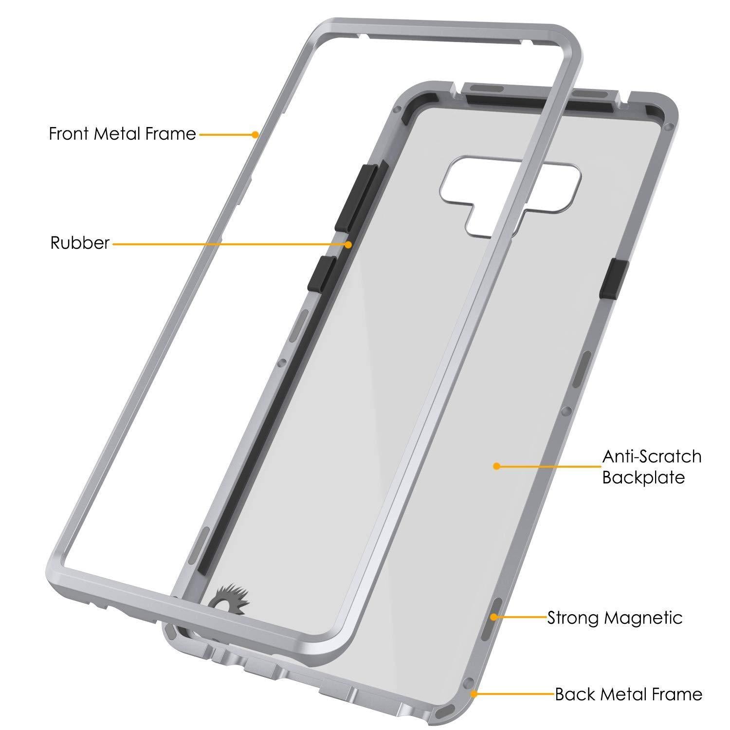 Capinha para Note 9, Punkcase Magnetix 2.0 de TPU protetora, com protetor de tela de vidro temperado [Prata]