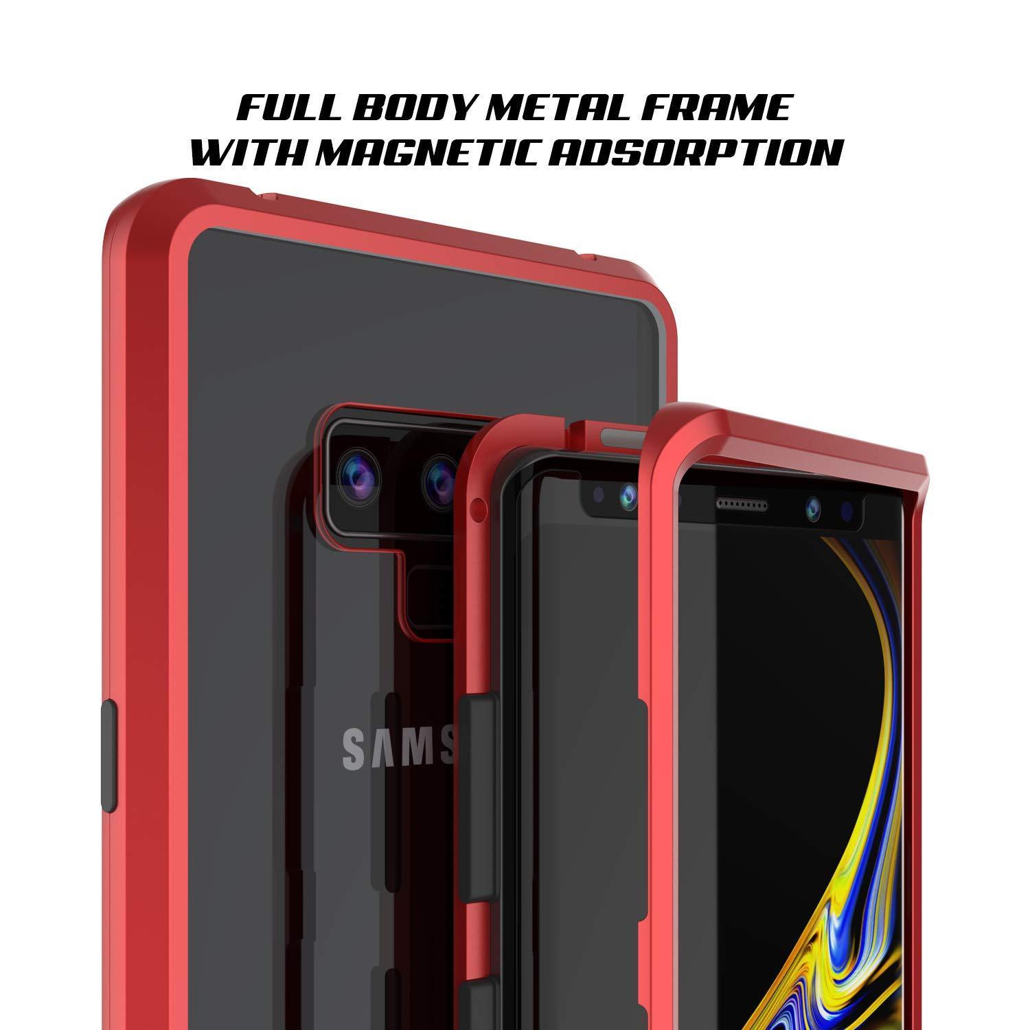 Capinha para Note 9, Punkcase Magnetix 2.0 de TPU protetora, com protetor de tela de vidro temperado [Vermelho]