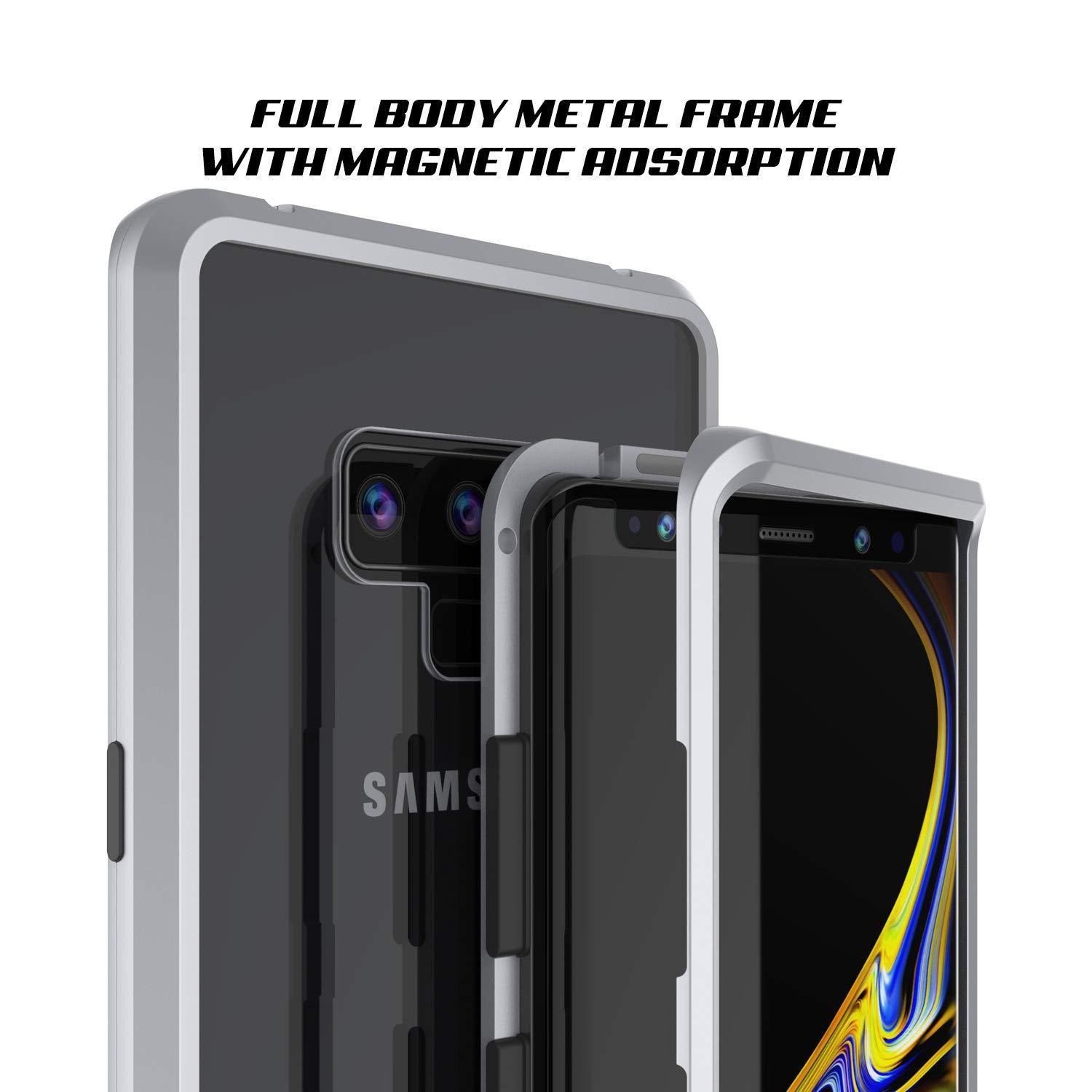 Capinha para Note 9, Punkcase Magnetix 2.0 de TPU protetora, com protetor de tela de vidro temperado [Prata]