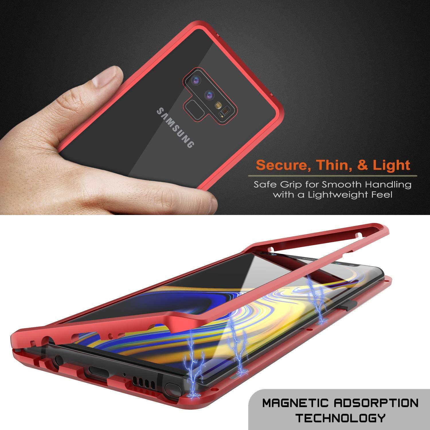 Capinha para Note 9, Punkcase Magnetix 2.0 de TPU protetora, com protetor de tela de vidro temperado [Vermelho]