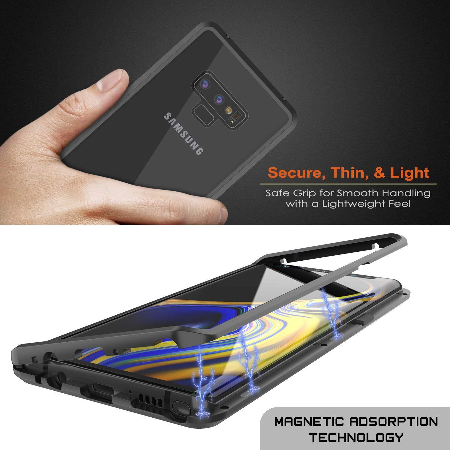 Capinha para Note 9, Punkcase Magnetix 2.0 de TPU protetora, com protetor de tela de vidro temperado [Preto]