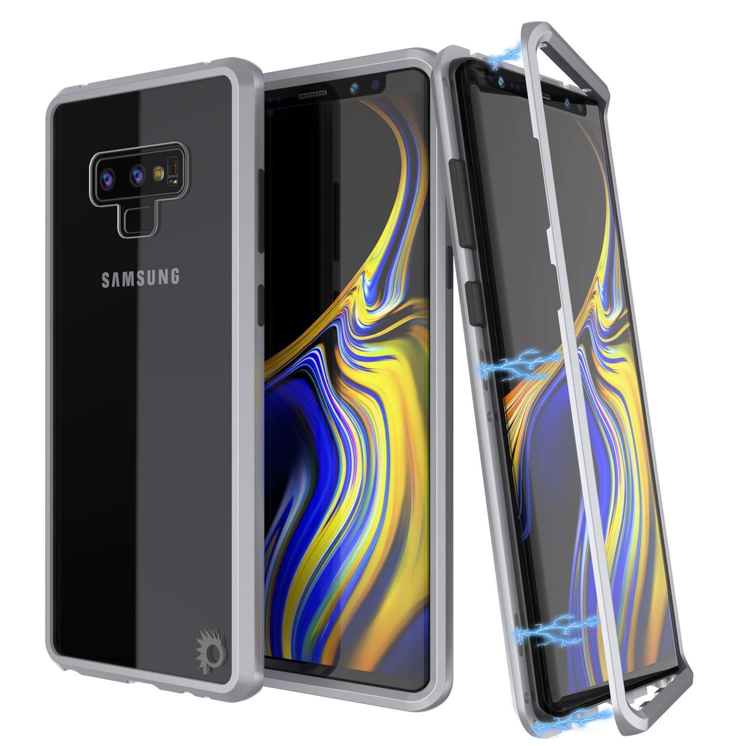 Capinha para Note 9, Punkcase Magnetix 2.0 de TPU protetora, com protetor de tela de vidro temperado [Prata]