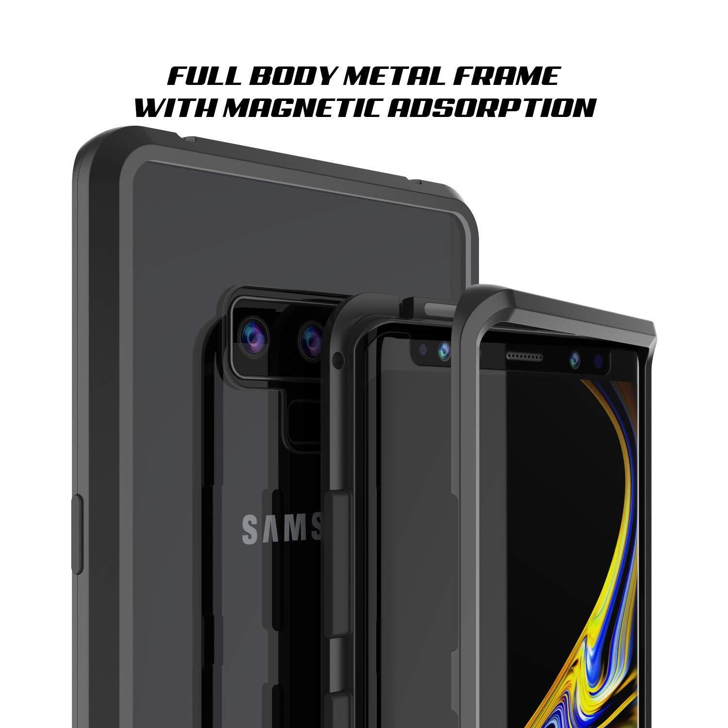 Capinha para Note 9, Punkcase Magnetix 2.0 de TPU protetora, com protetor de tela de vidro temperado [Preto]