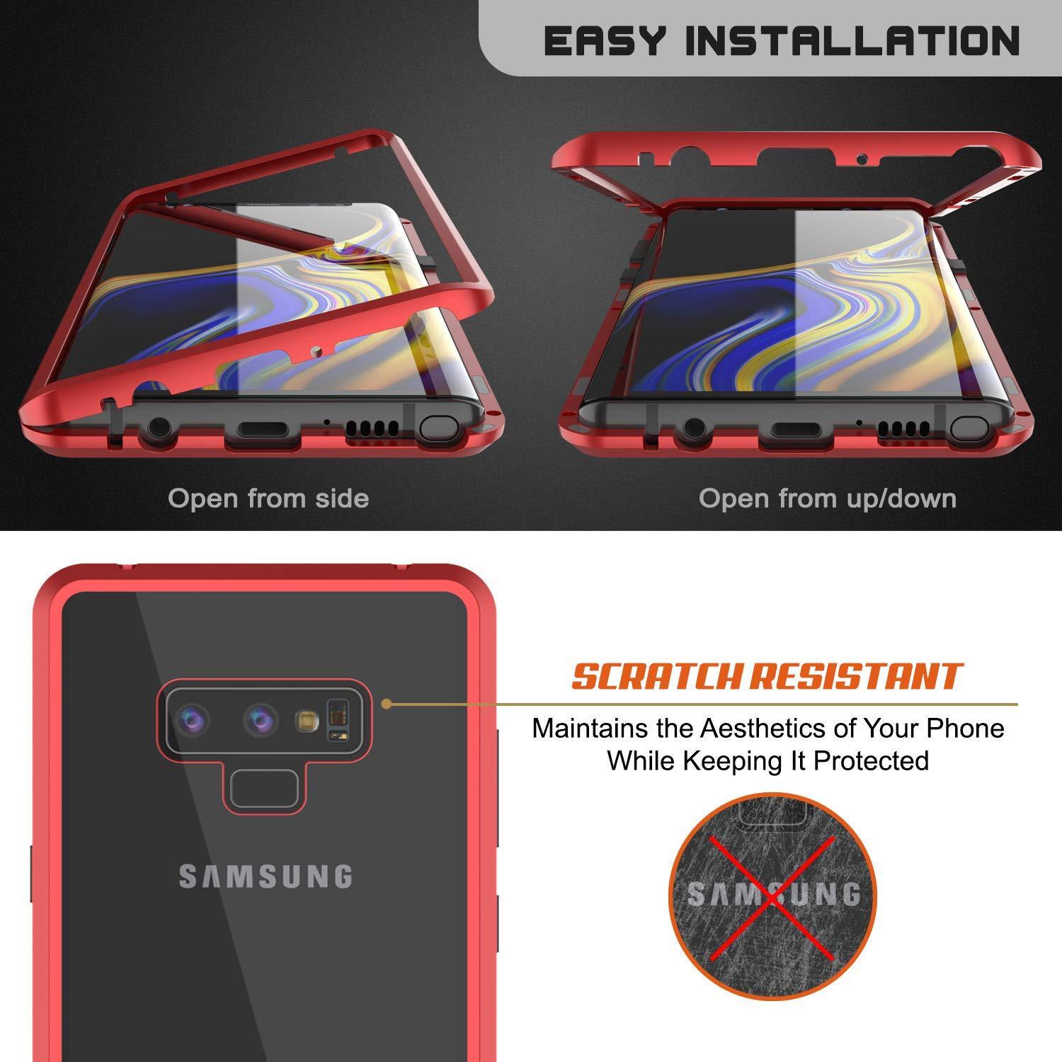 Capinha para Note 9, Punkcase Magnetix 2.0 de TPU protetora, com protetor de tela de vidro temperado [Vermelho]