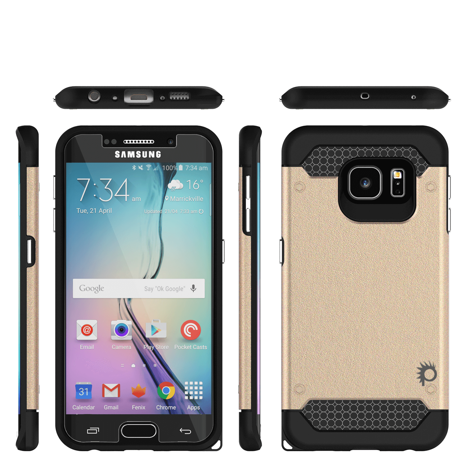 Galaxy s6 EDGE Case PunkCase Galactic Gold Series Slim Armor Soft Cover w/ Screen Protector (Color in image: rose gold)
