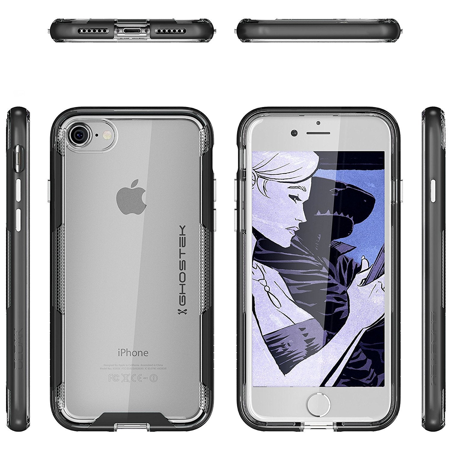 iPhone 8 Case, Ghostek Cloak 3 Series Case for iPhone 8 Case Clear Protective Case [Black] (Color in image: Pink)