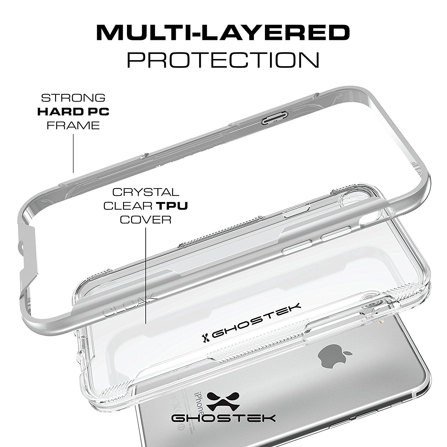iPhone 7 Case, Ghostek Cloak 3 Series Case for iPhone 7 Case Clear Protective Case [SILVER] 