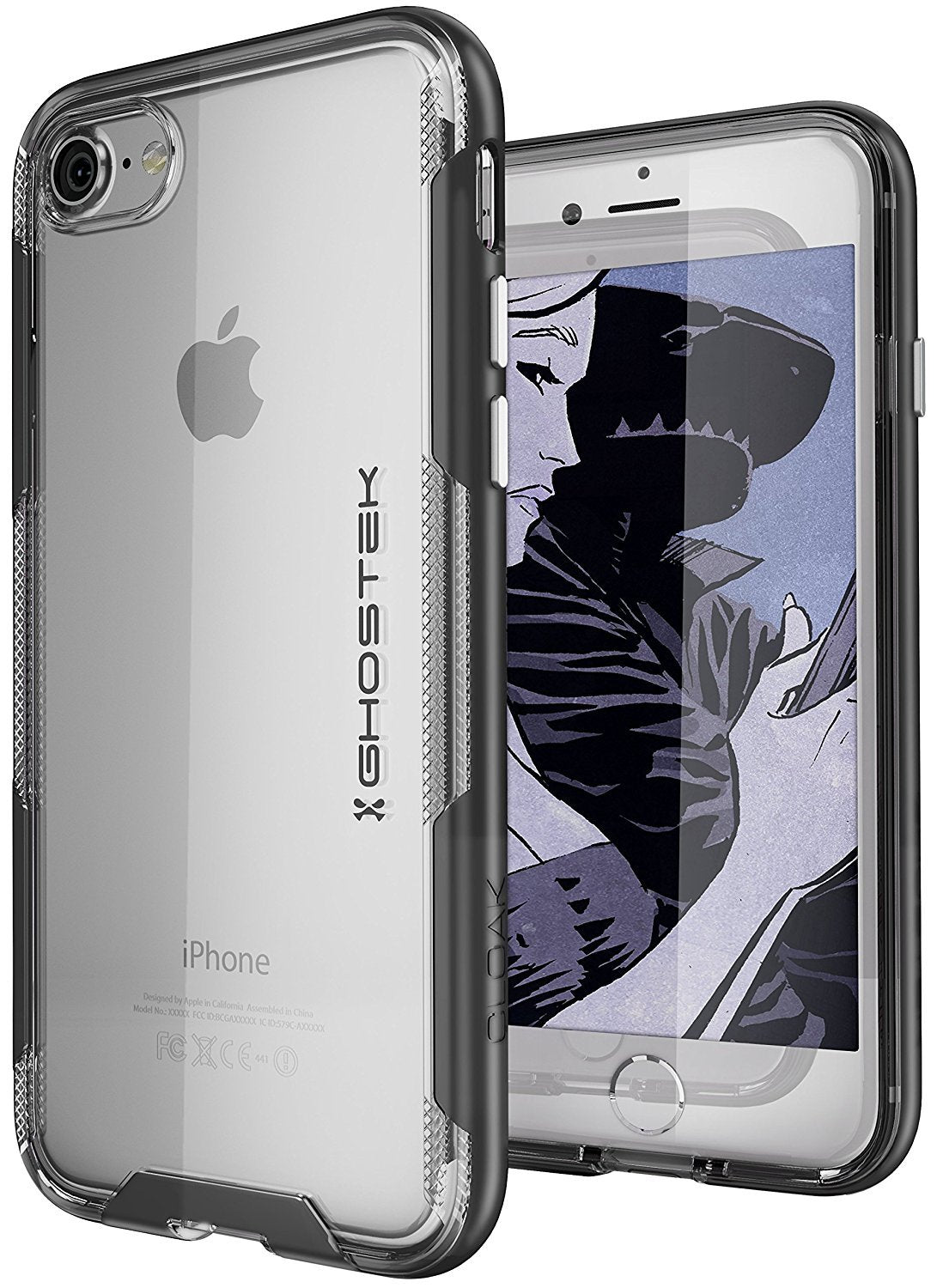 Capa para iPhone 8, Capa da Série Ghostek Cloak 3 para iPhone 8, Capa Protetora Transparente [Preto]