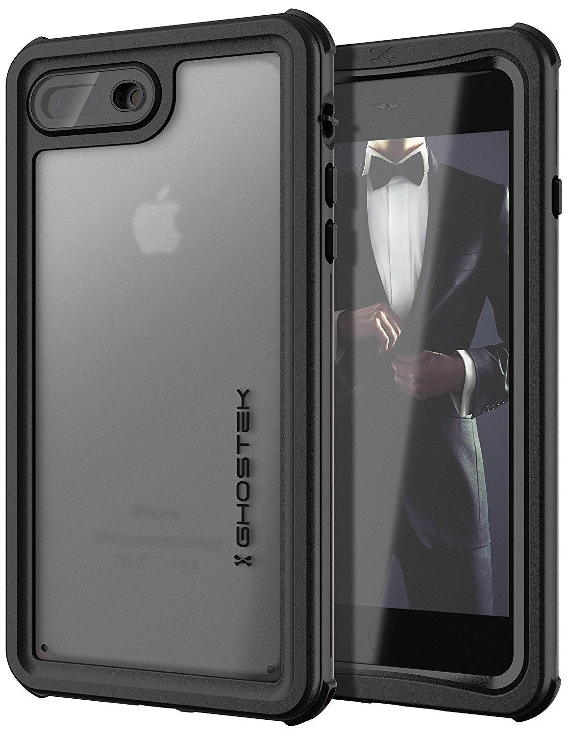 Capa para iPhone 7+ Plus, série Nautical Ghostek® para iPhone 7+ Plus, capa resistente heavy duty preta.