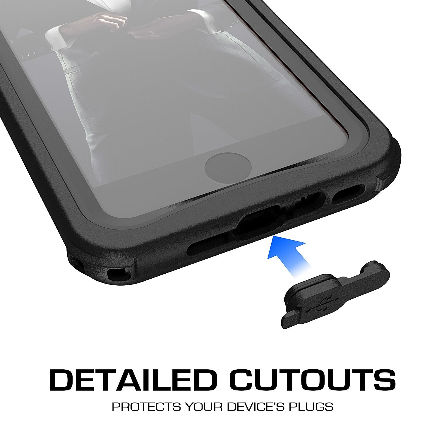 Capa à prova d'água para iPhone 8, Série Náutica Ghostek para iPhone 8 | Proteção subaquática fina | Ultra Fit | Natação (Preto)