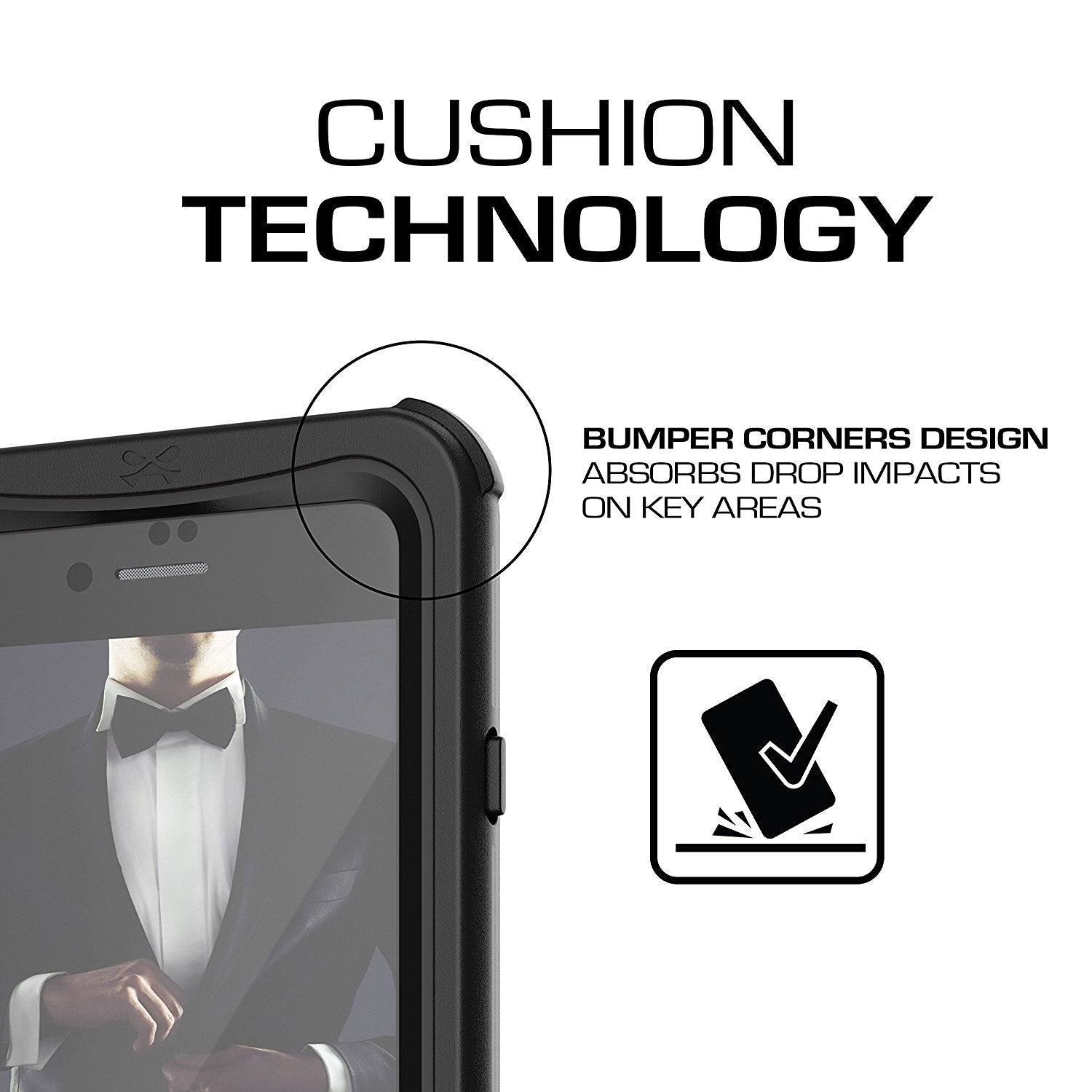 Capa à prova d'água para iPhone 8, Série Náutica Ghostek para iPhone 8 | Proteção subaquática fina | Ultra Fit | Natação (Preto)