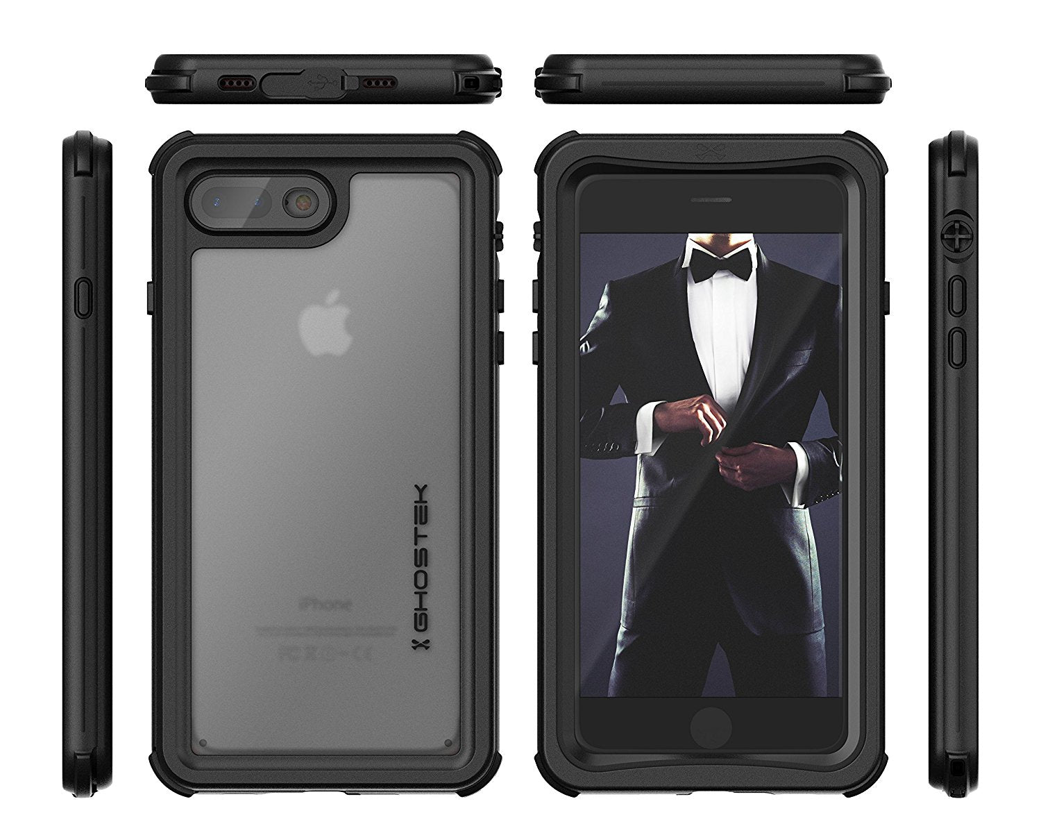 Capa para iPhone 7+ Plus, série Nautical Ghostek® para iPhone 7+ Plus, capa resistente heavy duty preta.