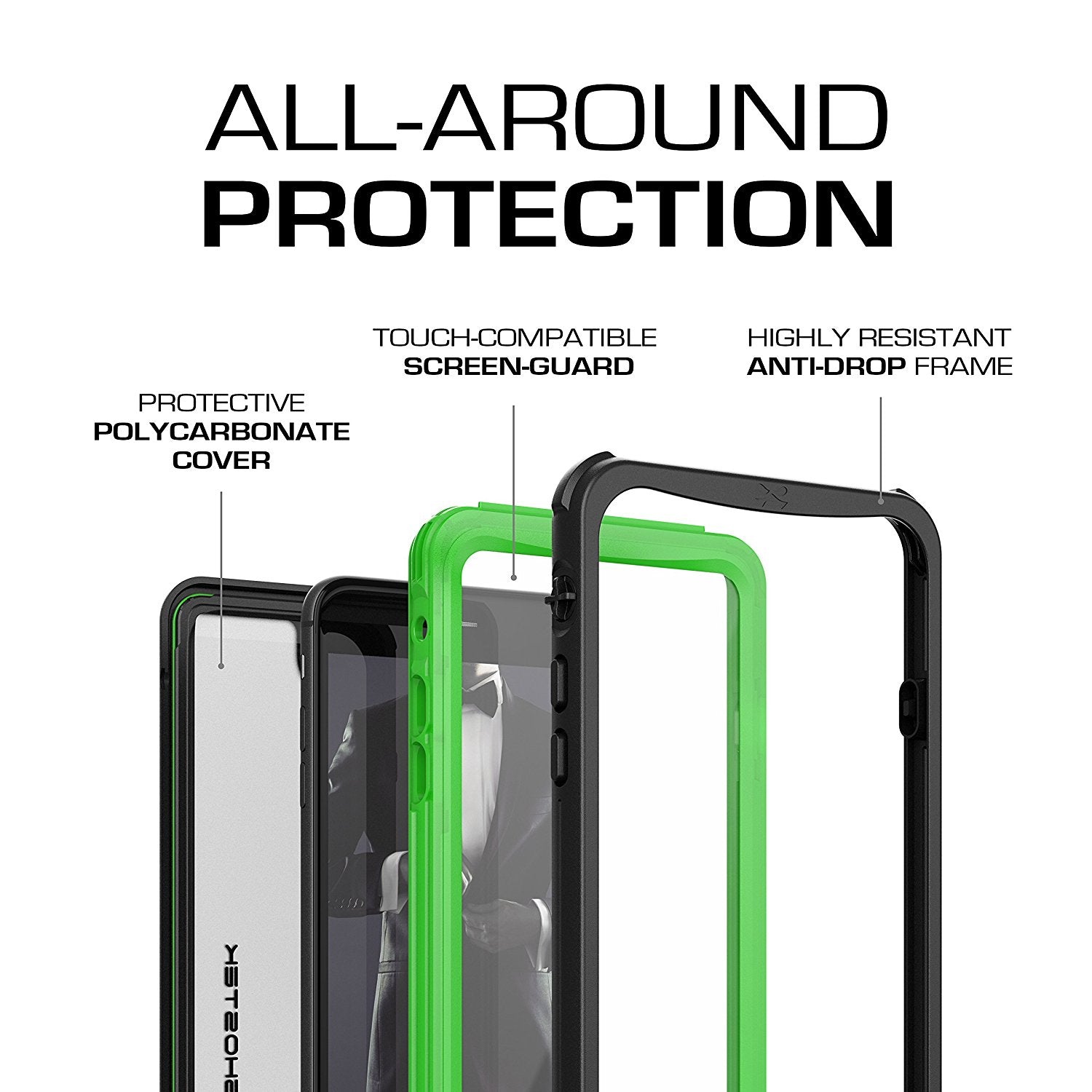 Capa para iPhone 7+ Plus, Série Náutica Ghostek® para iPhone 7+ Plus Capa Resistente e Resistente | VERDE