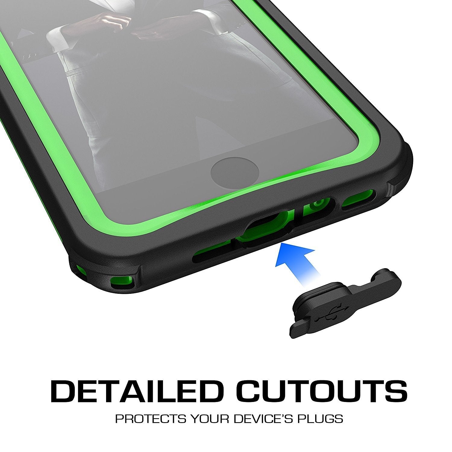 Capa à prova de água para iPhone 7, série Nautical da Ghostek para iPhone 7 | Proteção Slim Subaquática | Dever de Aventura | Ajuste Ultra | Natação (Verde)