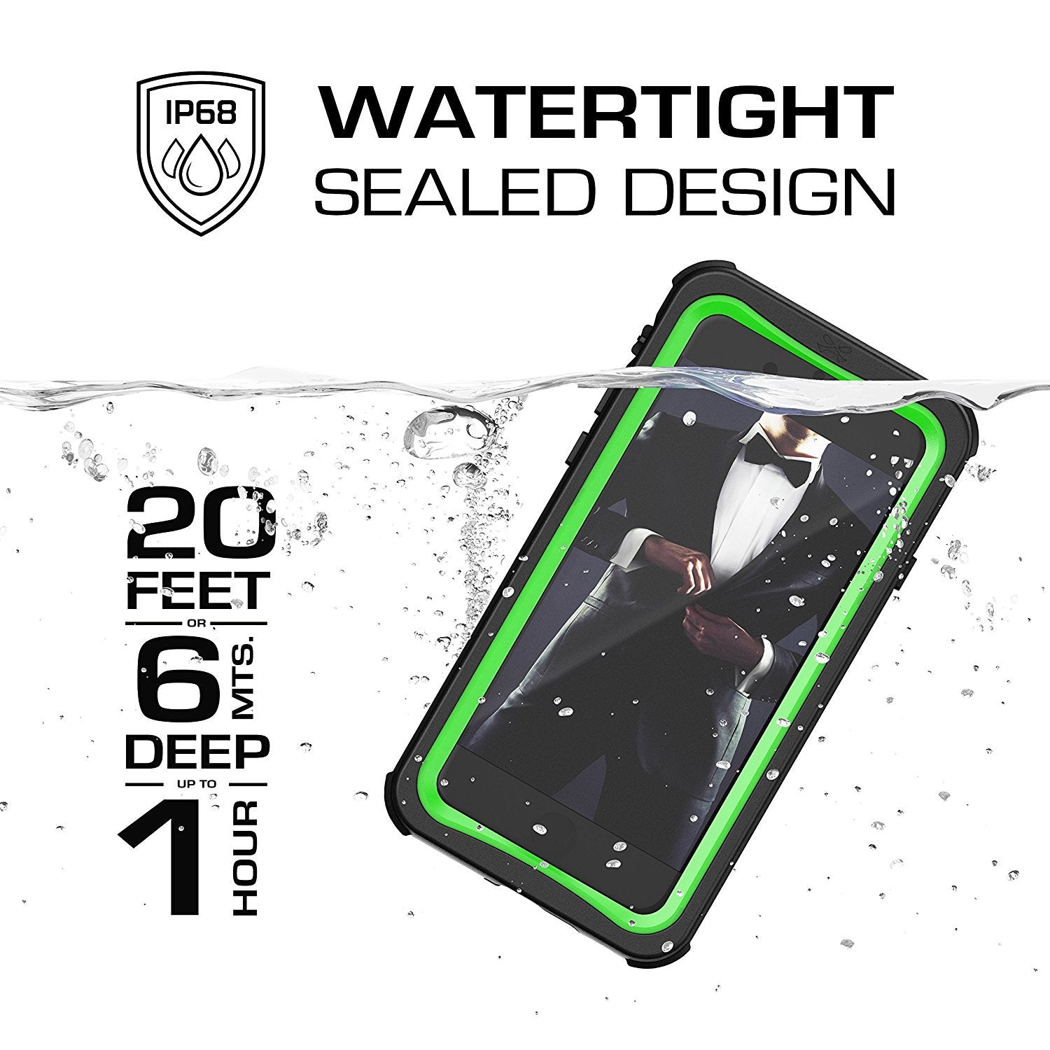 Capa à prova de água para iPhone 7, série Nautical da Ghostek para iPhone 7 | Proteção Slim Subaquática | Dever de Aventura | Ajuste Ultra | Natação (Verde)