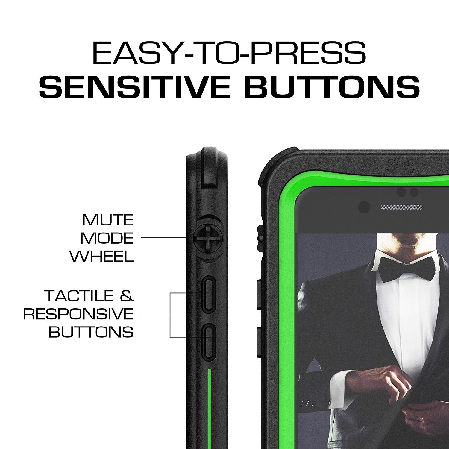 Capa à prova d'água para iPhone 8, série náutica da Ghostek para iPhone 8 | Proteção subaquática fina | Dever de aventura | Ultra Fit | Natação (Verde)