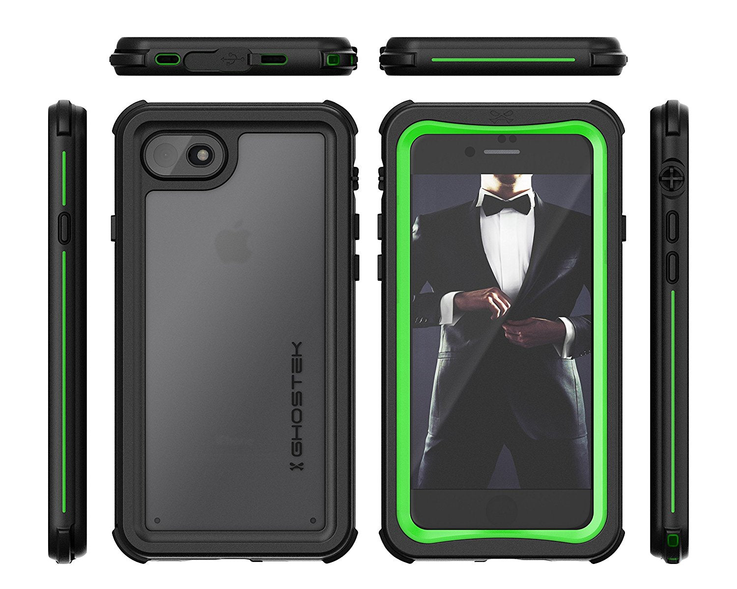 Capa à prova d'água para iPhone 8, série náutica da Ghostek para iPhone 8 | Proteção subaquática fina | Dever de aventura | Ultra Fit | Natação (Verde)