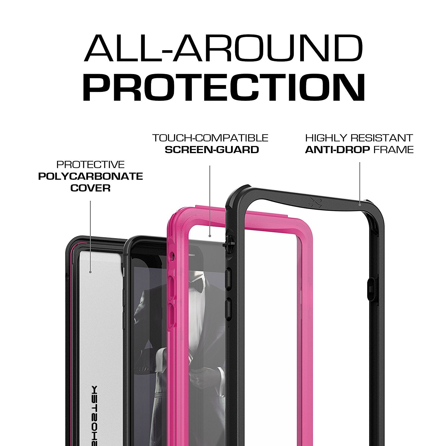 Capa para iPhone 7+ Plus, Ghostek® Série Náutica para iPhone 7+ Plus, Capa Resistente e Resistente | Cor-de-rosa