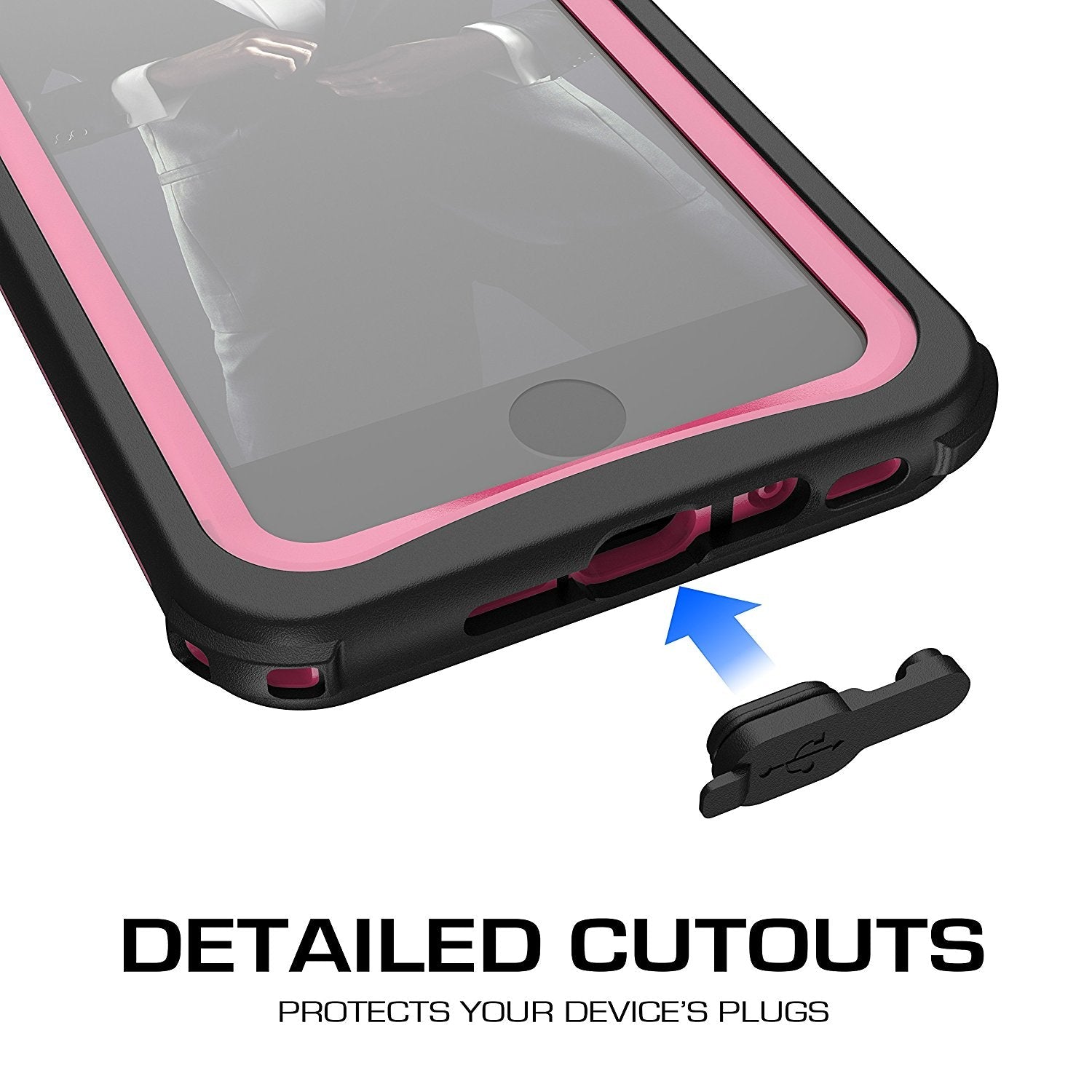 Capa à Prova d'Água para iPhone 8, Série Náutica da Ghostek para iPhone 8 | Proteção Slim Subaquática | Dever de Aventura | Ajuste Ultra | Natação (Rosa)