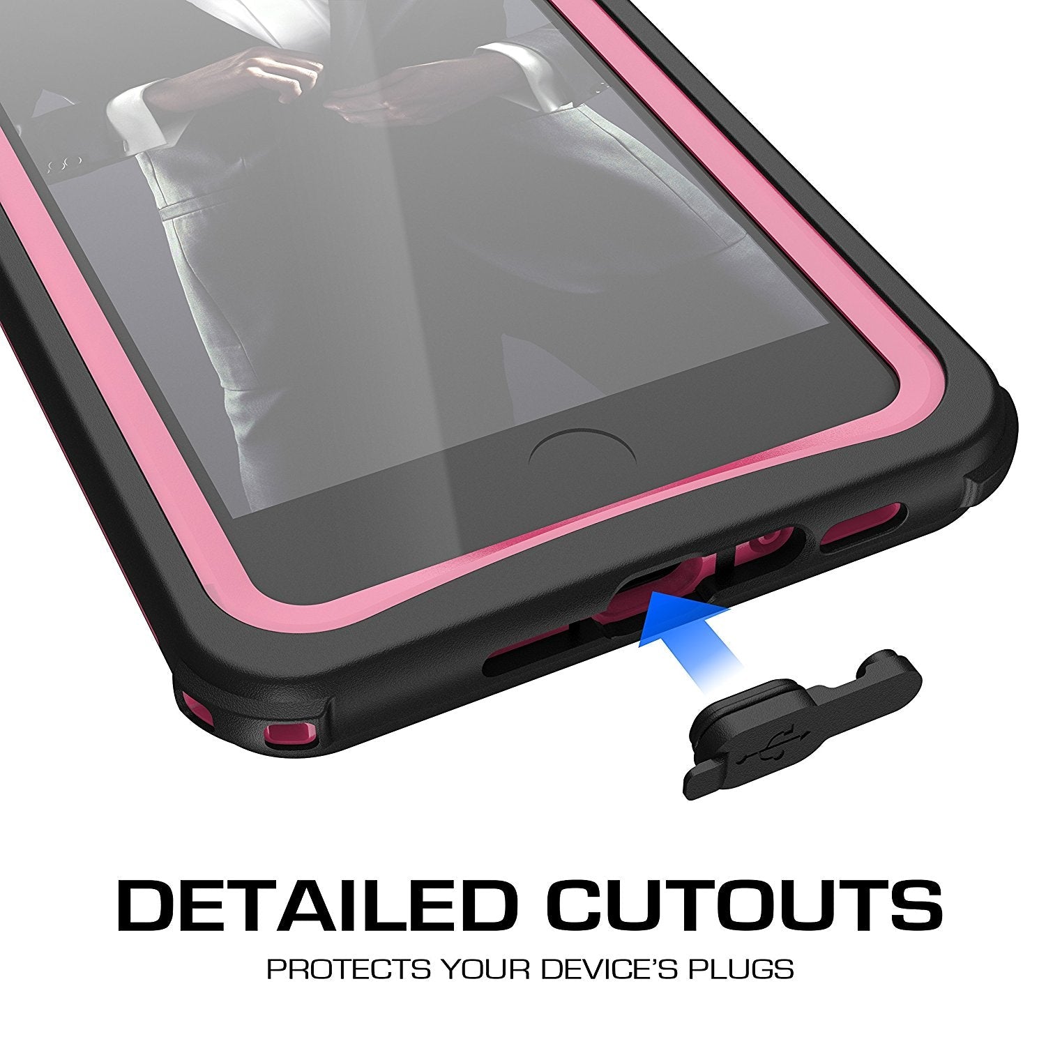 Capa para iPhone 7+ Plus, Ghostek® Série Náutica para iPhone 7+ Plus, Capa Resistente e Resistente | Cor-de-rosa
