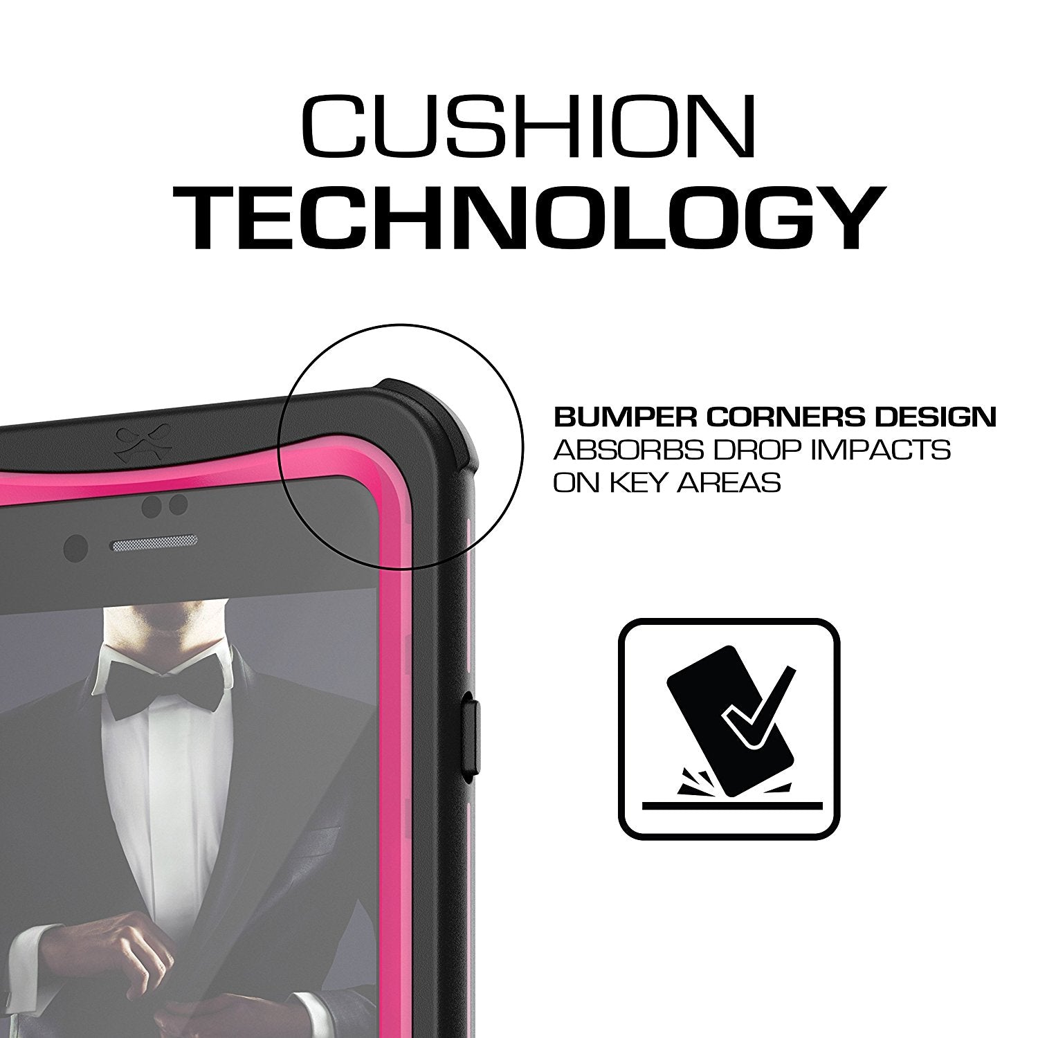 Capa à Prova d'Água para iPhone 8, Série Náutica da Ghostek para iPhone 8 | Proteção Slim Subaquática | Dever de Aventura | Ajuste Ultra | Natação (Rosa)