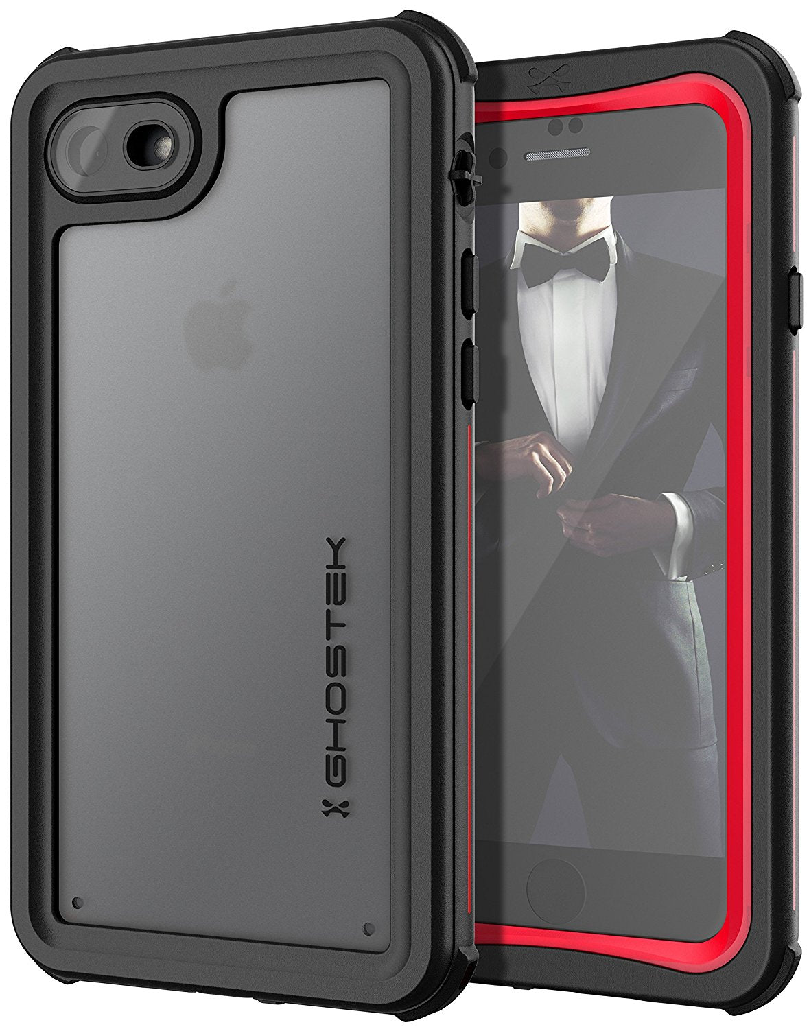 Capa à prova d'água para iPhone 8, Série Náutica da Ghostek para iPhone 8 | Proteção subaquática fina | Dever de aventura | Ultra fit | Natação (Vermelho)