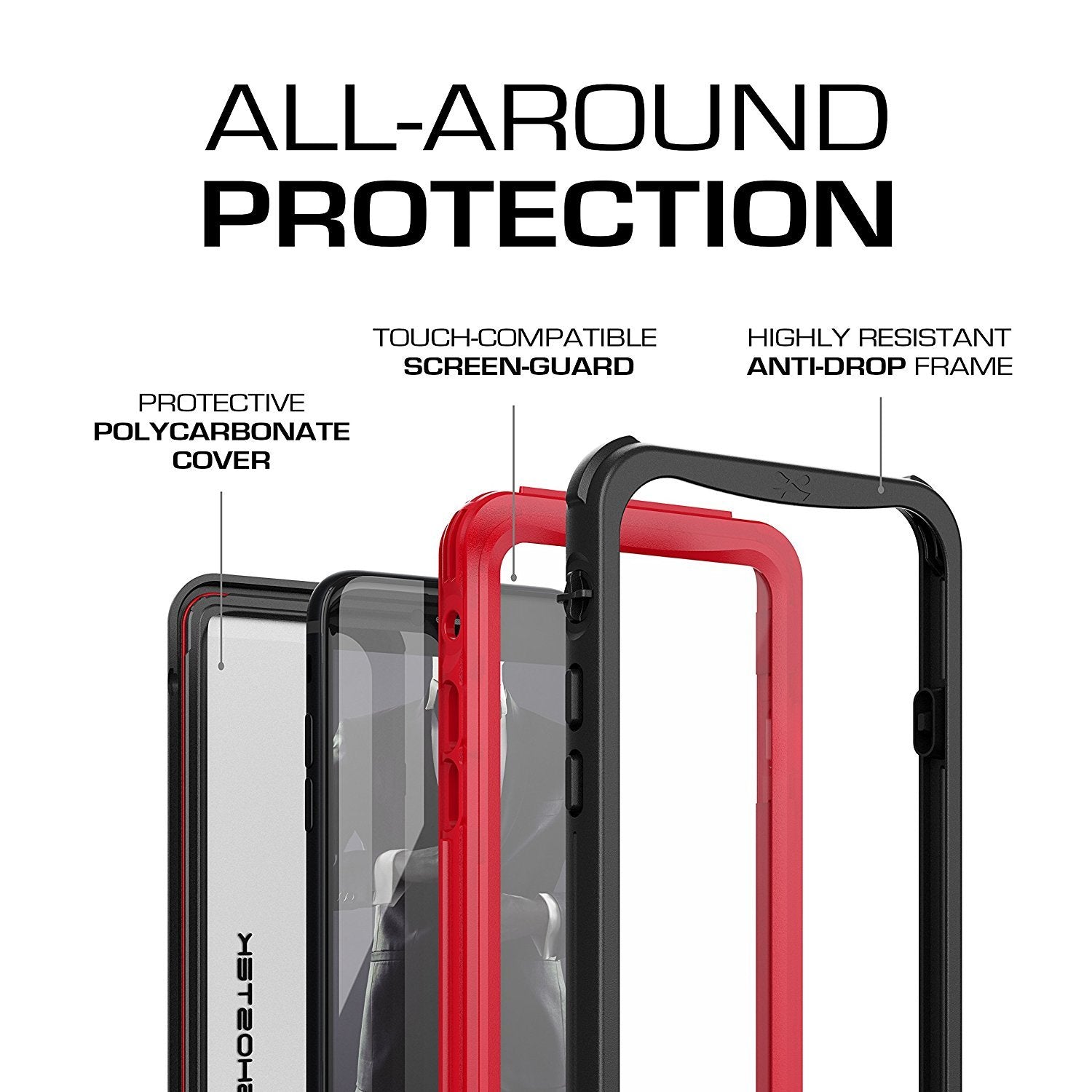 Capa à prova d'água para iPhone 7, série Nautical da Ghostek para iPhone 7 | Proteção subaquática slim | Proteção de aventura | Ultra ajuste | Natação (Vermelho)